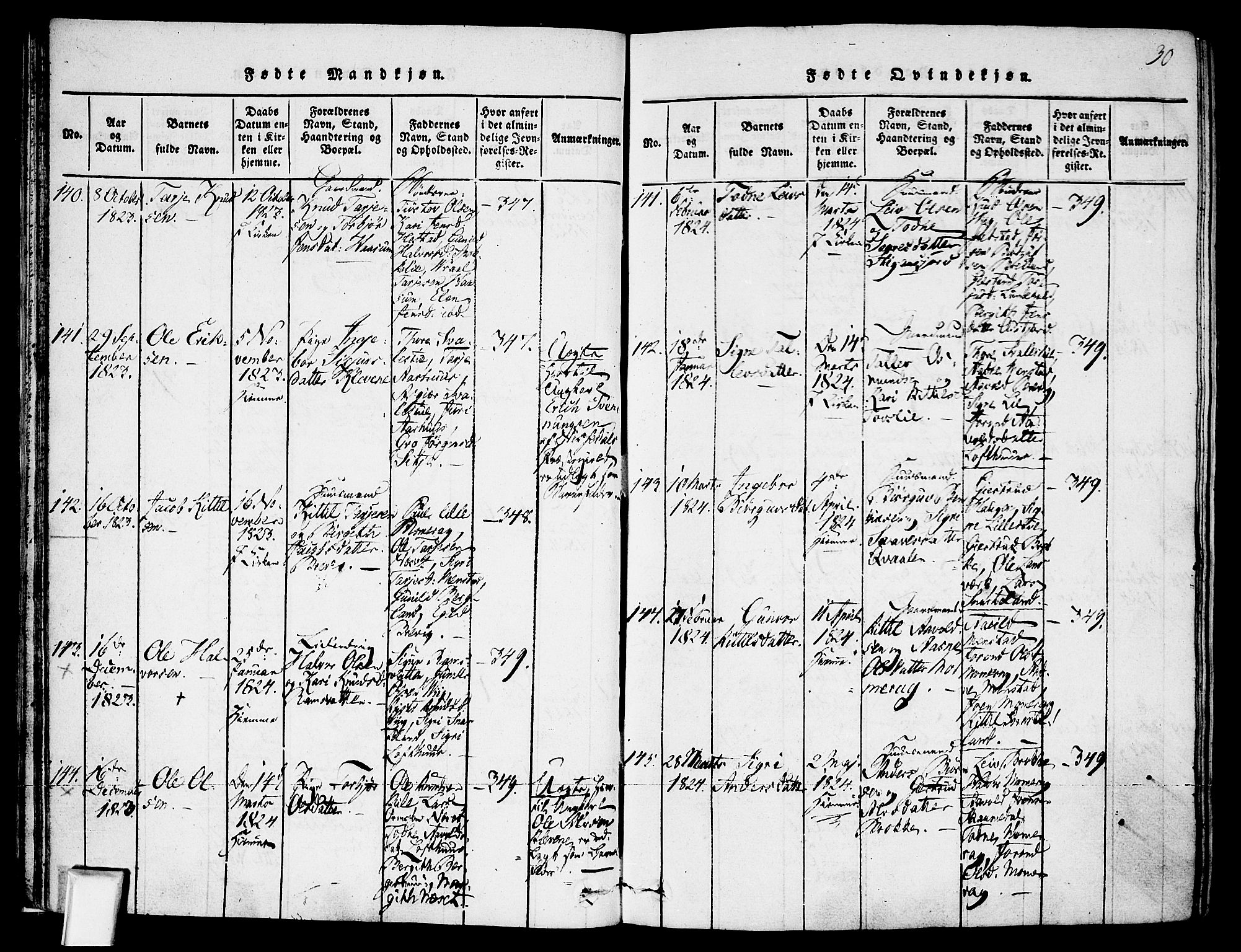 Fyresdal kirkebøker, SAKO/A-263/F/Fa/L0003: Parish register (official) no. I 3, 1815-1840, p. 30