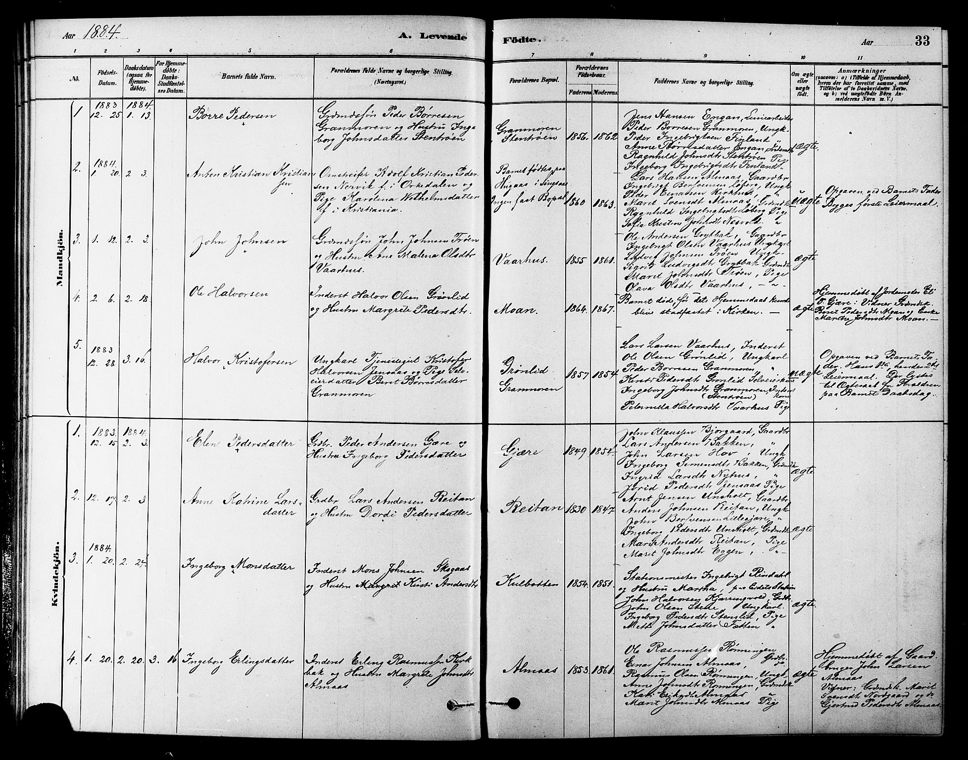 Ministerialprotokoller, klokkerbøker og fødselsregistre - Sør-Trøndelag, SAT/A-1456/686/L0983: Parish register (official) no. 686A01, 1879-1890, p. 33