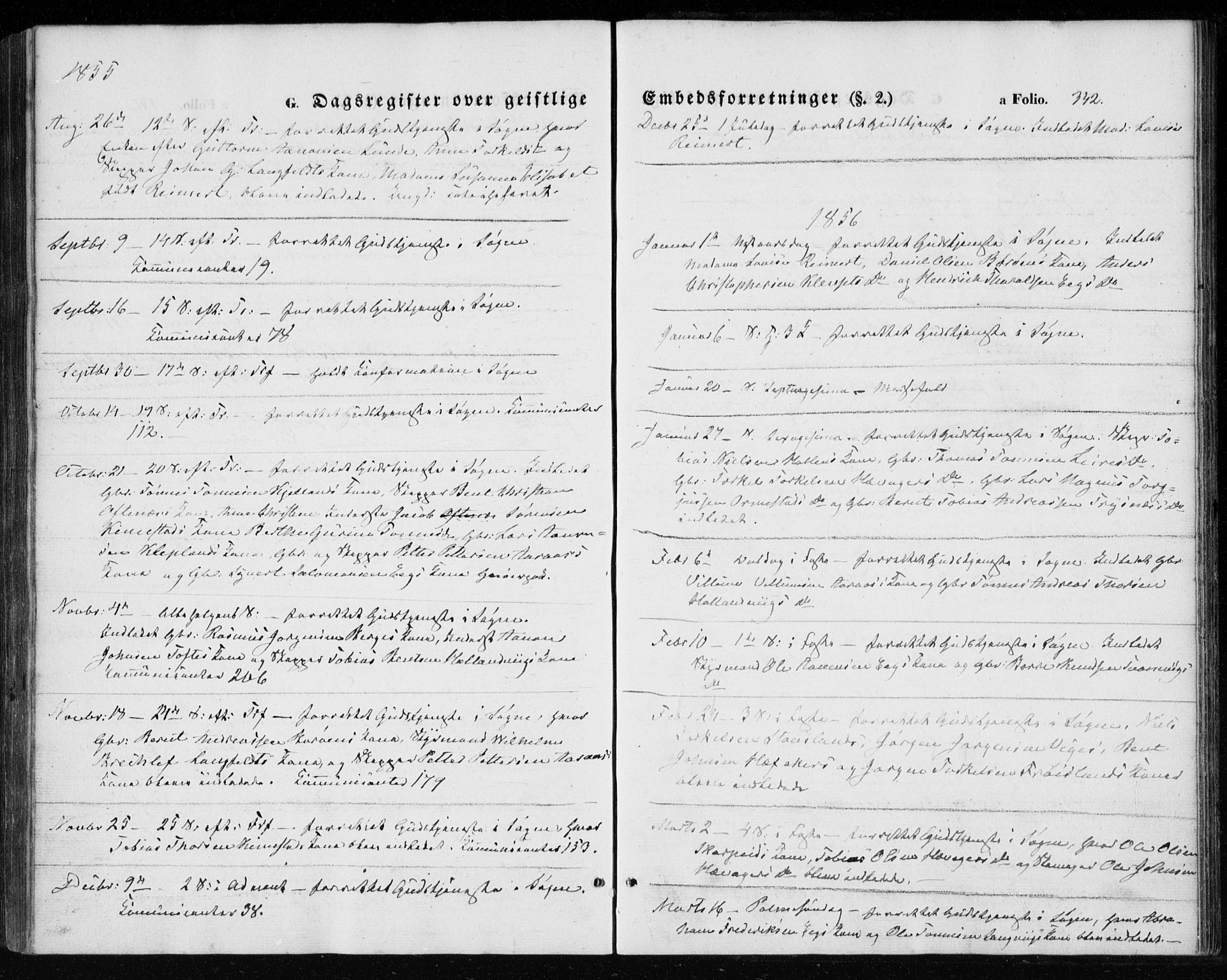 Søgne sokneprestkontor, SAK/1111-0037/F/Fa/Fab/L0010: Parish register (official) no. A 10, 1853-1869, p. 342