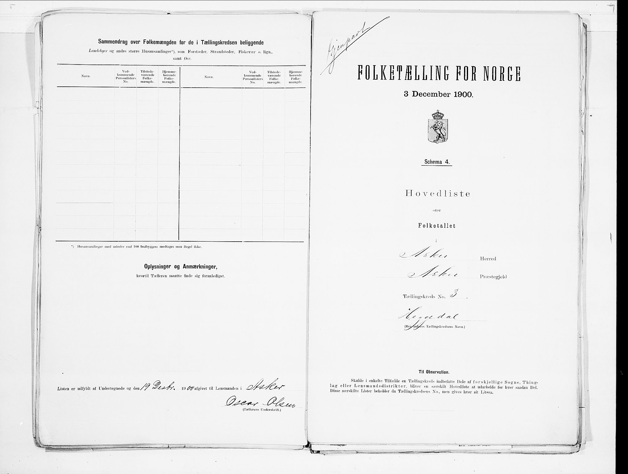 SAO, 1900 census for Asker, 1900, p. 12