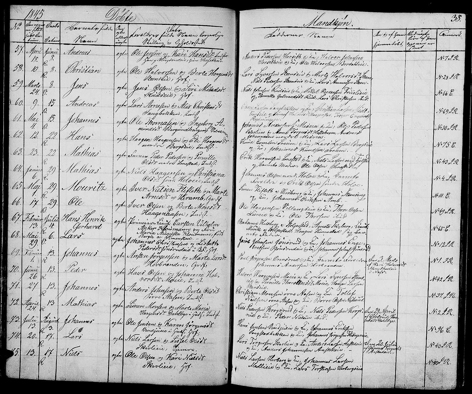 Ringsaker prestekontor, AV/SAH-PREST-014/L/La/L0005: Parish register (copy) no. 5, 1839-1850, p. 38