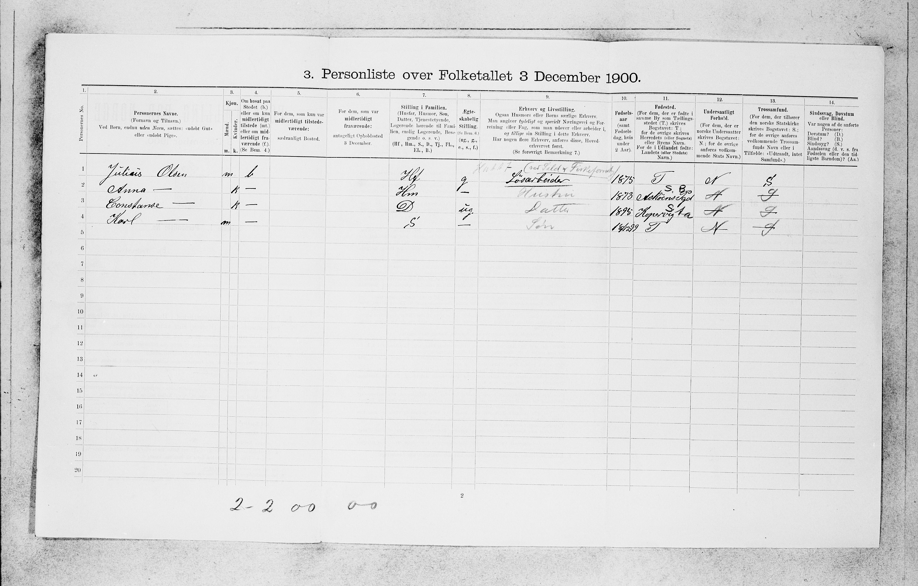 SAB, 1900 census for Bergen, 1900, p. 17938