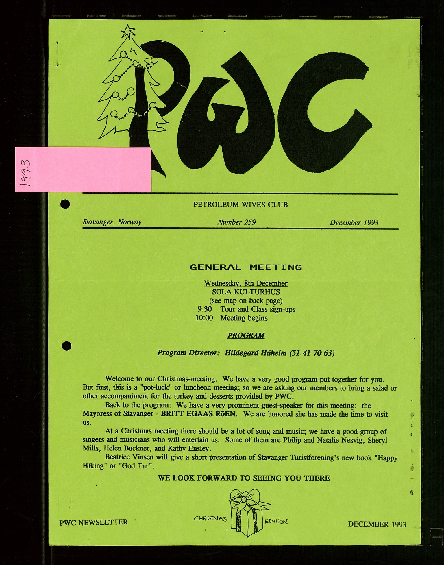 PA 1547 - Petroleum Wives Club, SAST/A-101974/X/Xa/L0003: Newsletter, 1988-1994