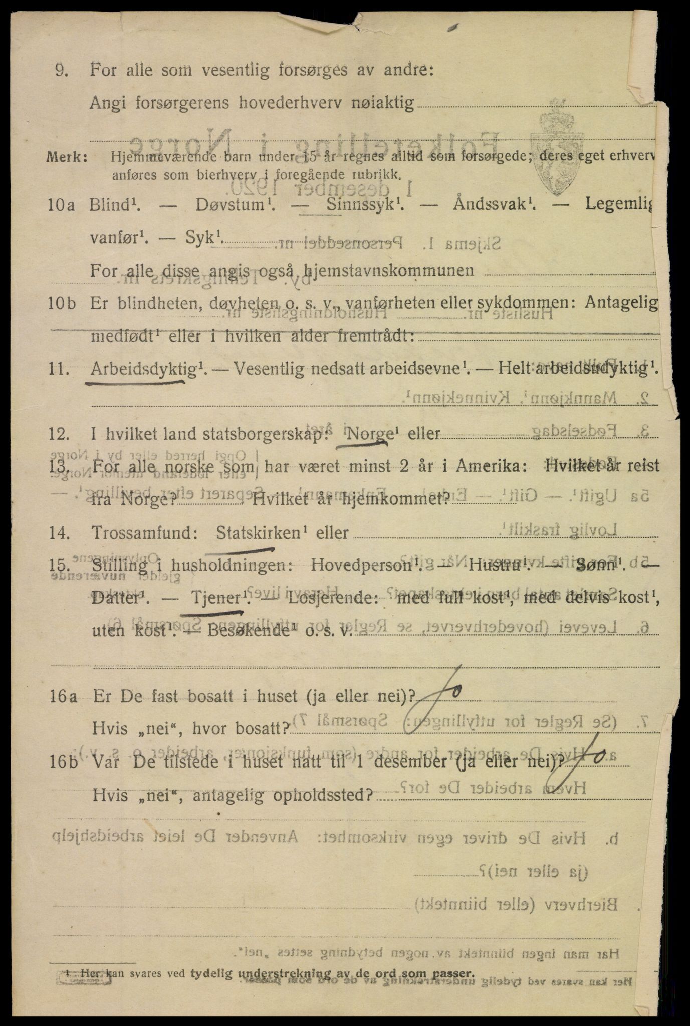 SAK, 1920 census for Arendal, 1920, p. 13545