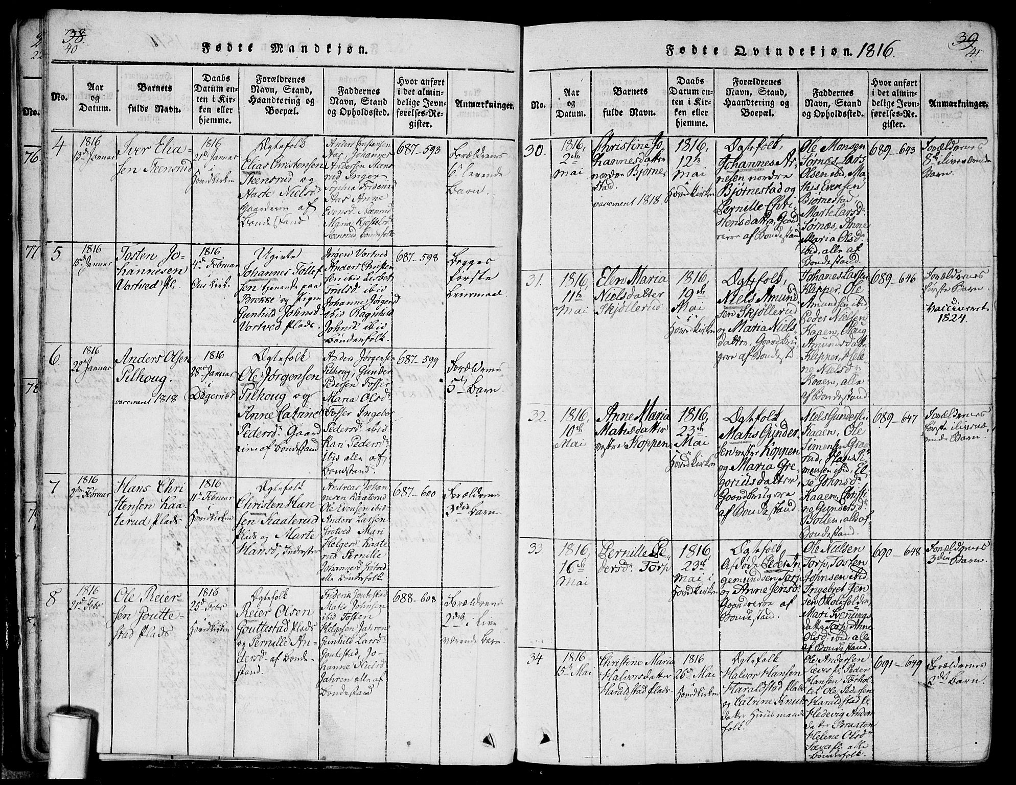 Rakkestad prestekontor Kirkebøker, AV/SAO-A-2008/F/Fa/L0006: Parish register (official) no. I 6, 1814-1824, p. 40-41