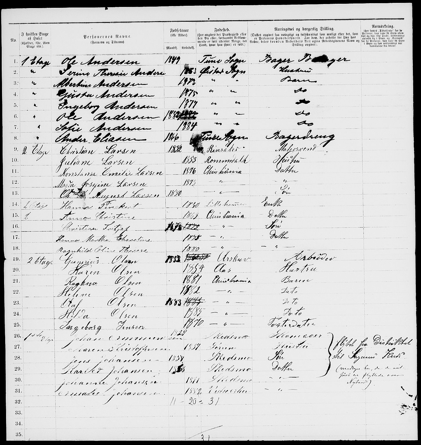 RA, 1885 census for 0301 Kristiania, 1885, p. 8105