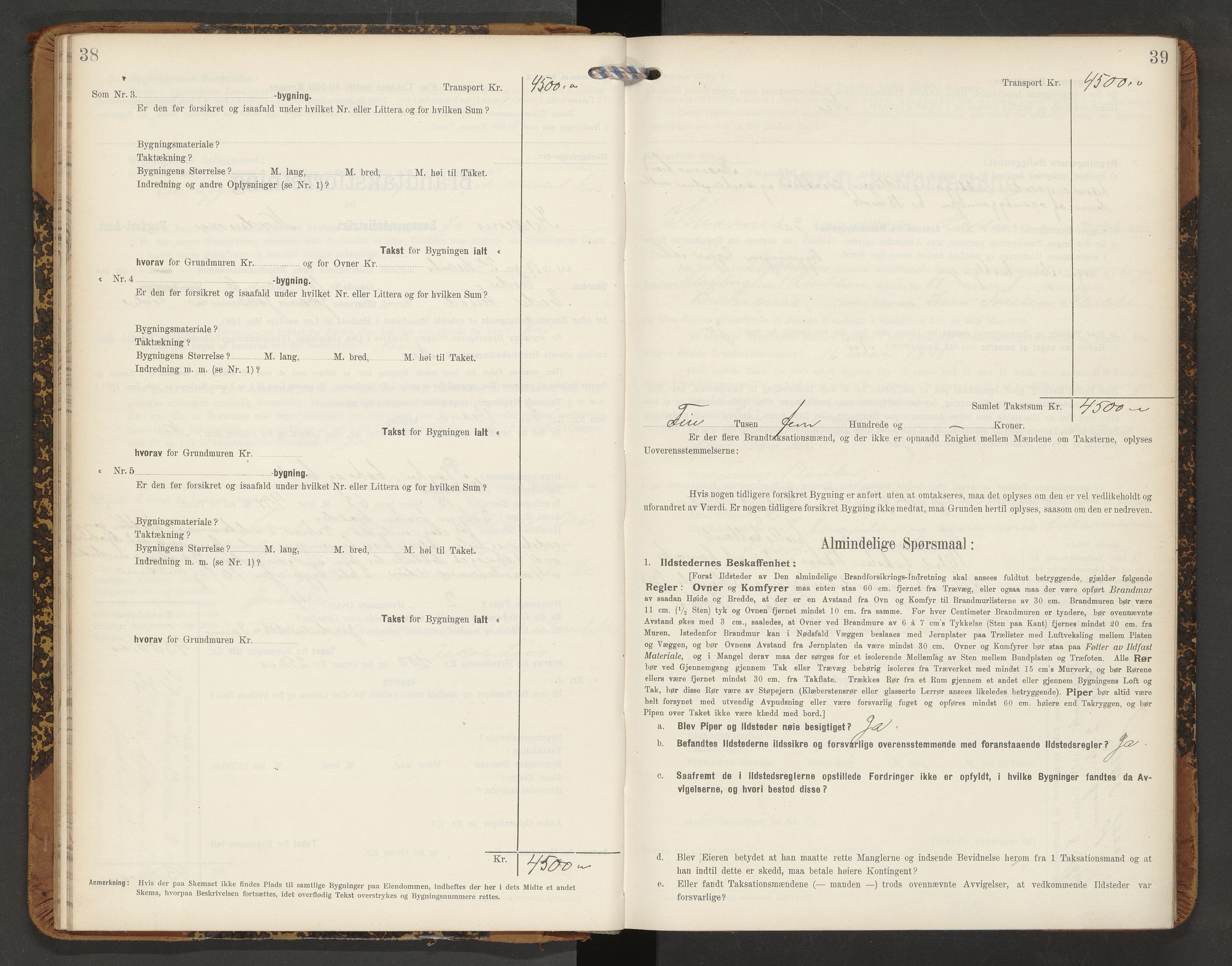 Norges Brannkasse Averøy og Frei, AV/SAT-A-5505/Fb/L0003: Branntakstprotokoll, 1910-1926, p. 38-39