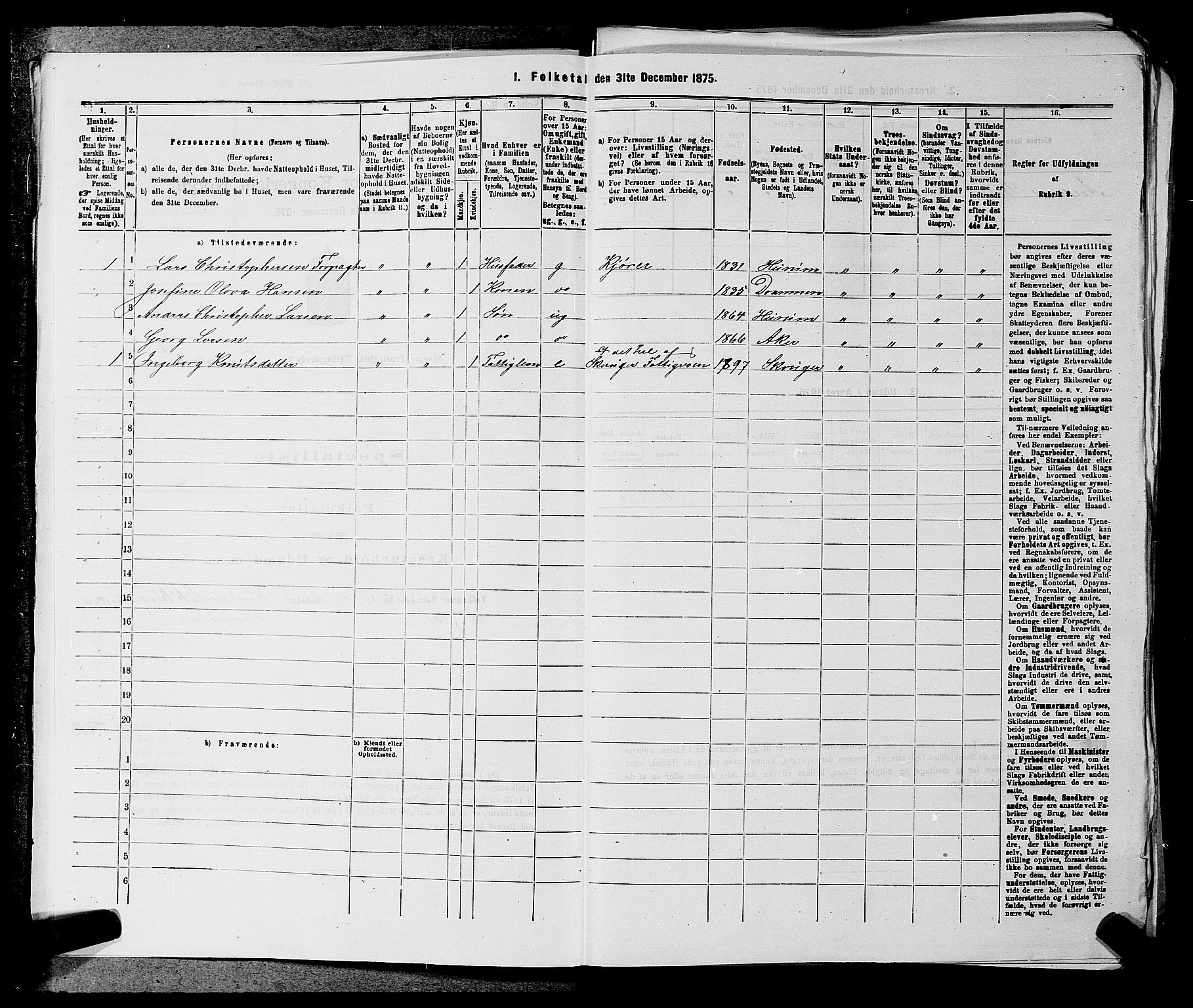 SAKO, 1875 census for 0712P Skoger, 1875, p. 620