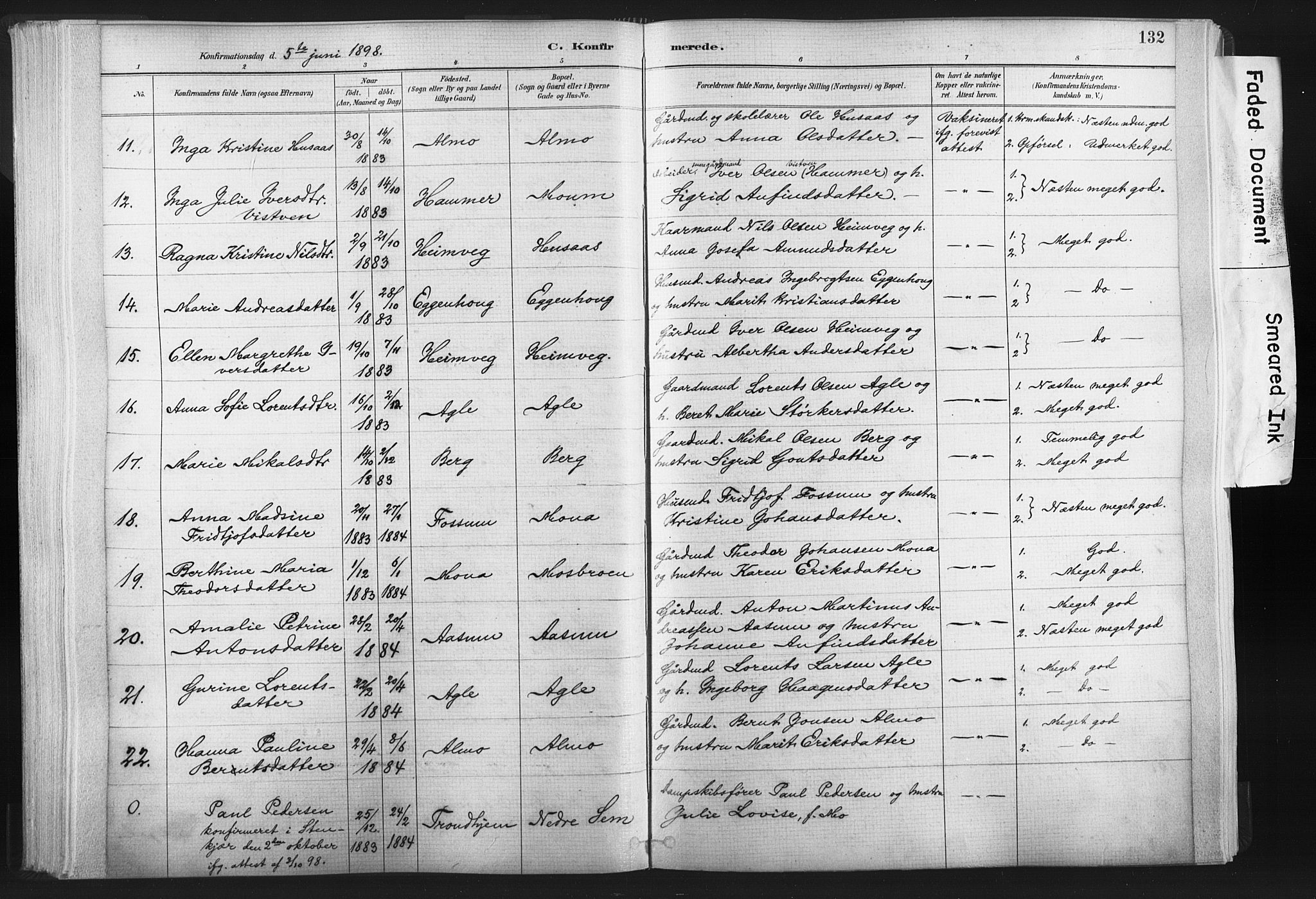 Ministerialprotokoller, klokkerbøker og fødselsregistre - Nord-Trøndelag, SAT/A-1458/749/L0474: Parish register (official) no. 749A08, 1887-1903, p. 132