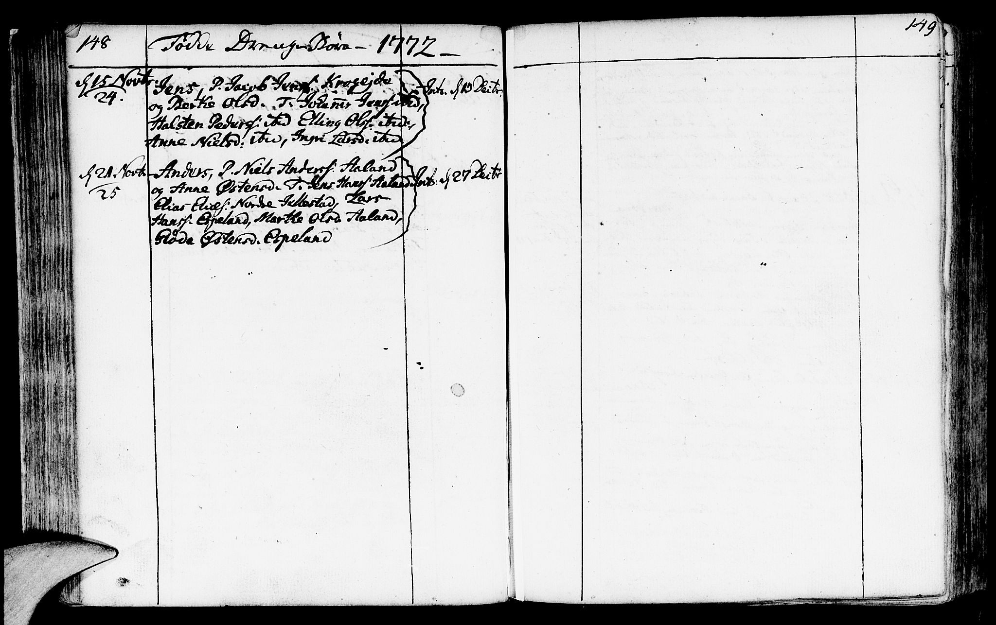 Fana Sokneprestembete, AV/SAB-A-75101/H/Haa/Haaa/L0004: Parish register (official) no. A 4, 1757-1774, p. 148-149