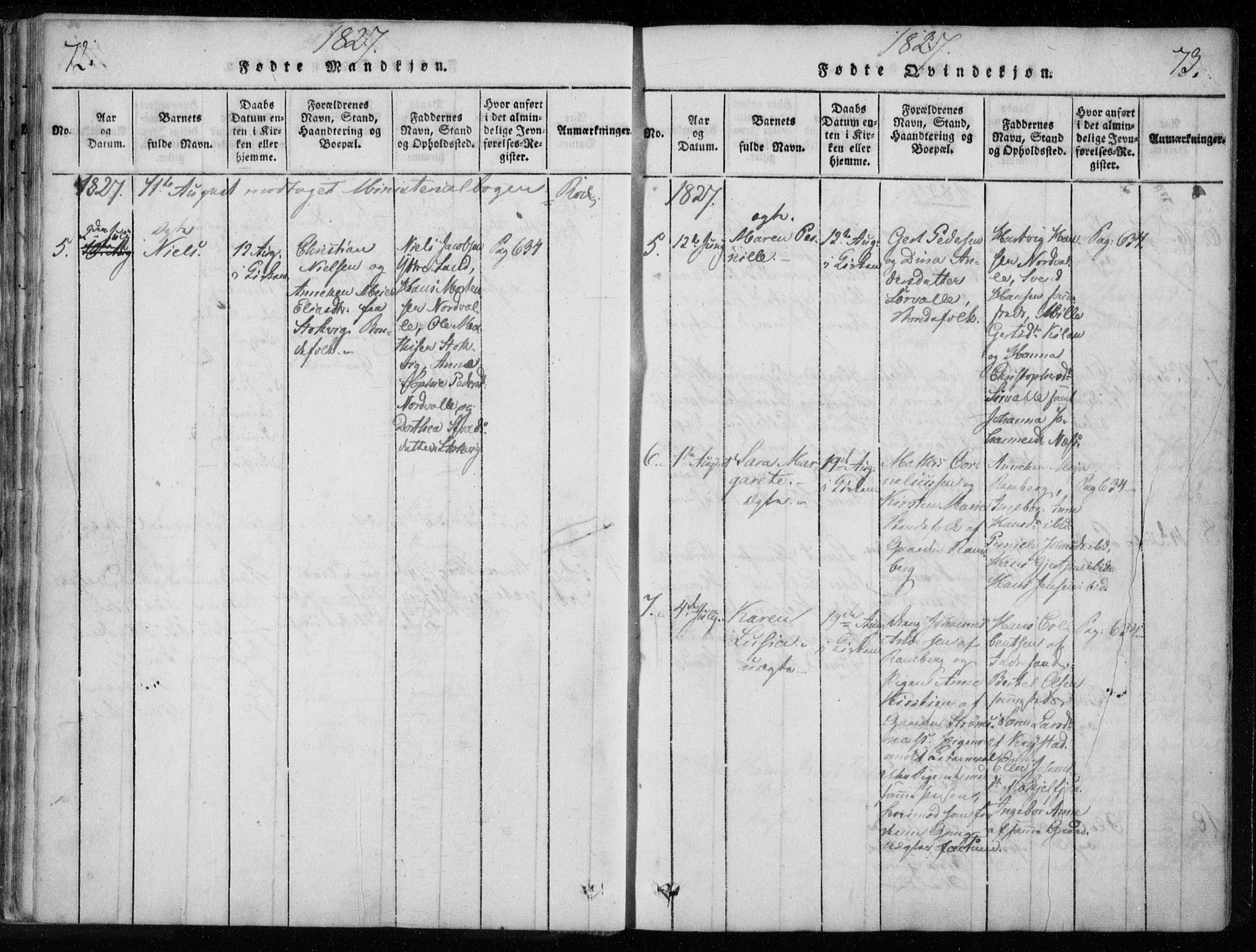 Ministerialprotokoller, klokkerbøker og fødselsregistre - Nordland, SAT/A-1459/885/L1201: Parish register (official) no. 885A02, 1820-1837, p. 72-73