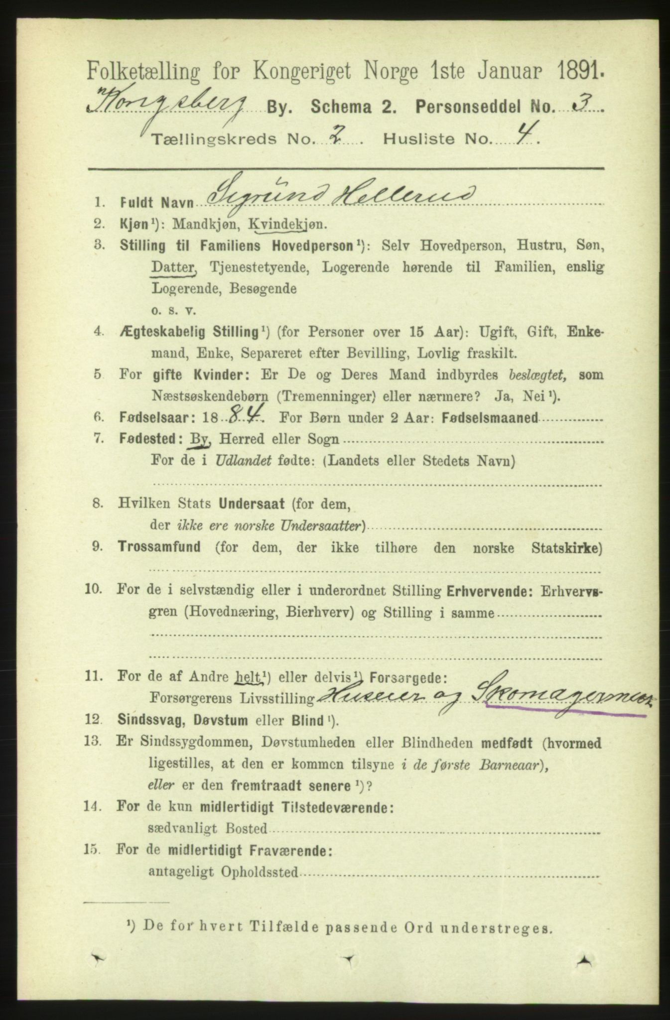 RA, 1891 census for 0604 Kongsberg, 1891, p. 2237