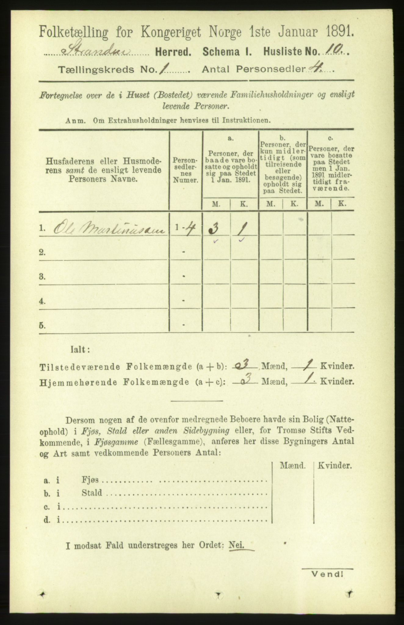 RA, 1891 census for 1525 Stranda, 1891, p. 29