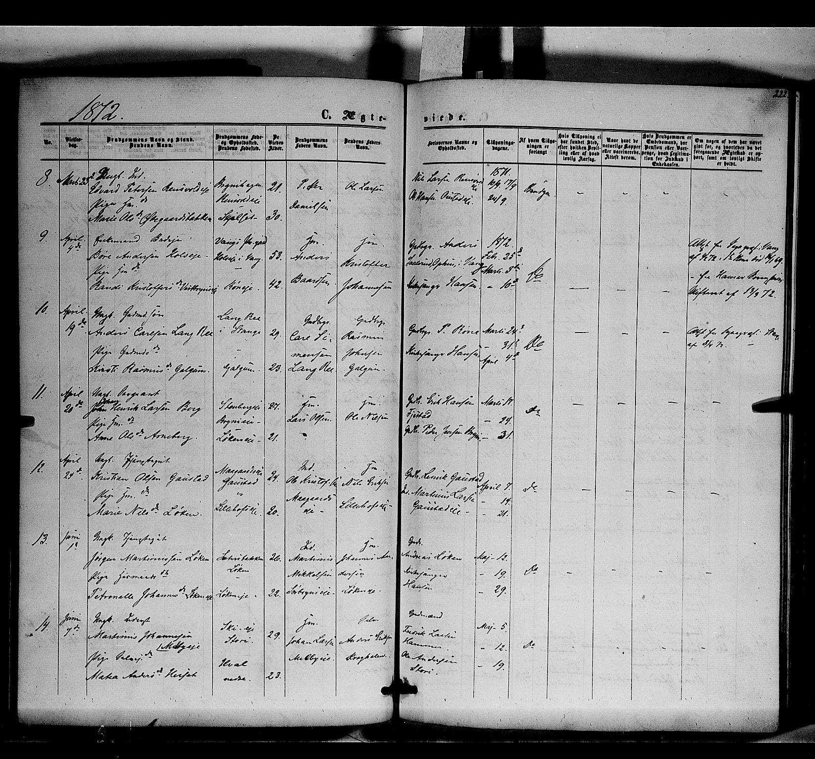 Romedal prestekontor, AV/SAH-PREST-004/K/L0005: Parish register (official) no. 5, 1862-1874, p. 222