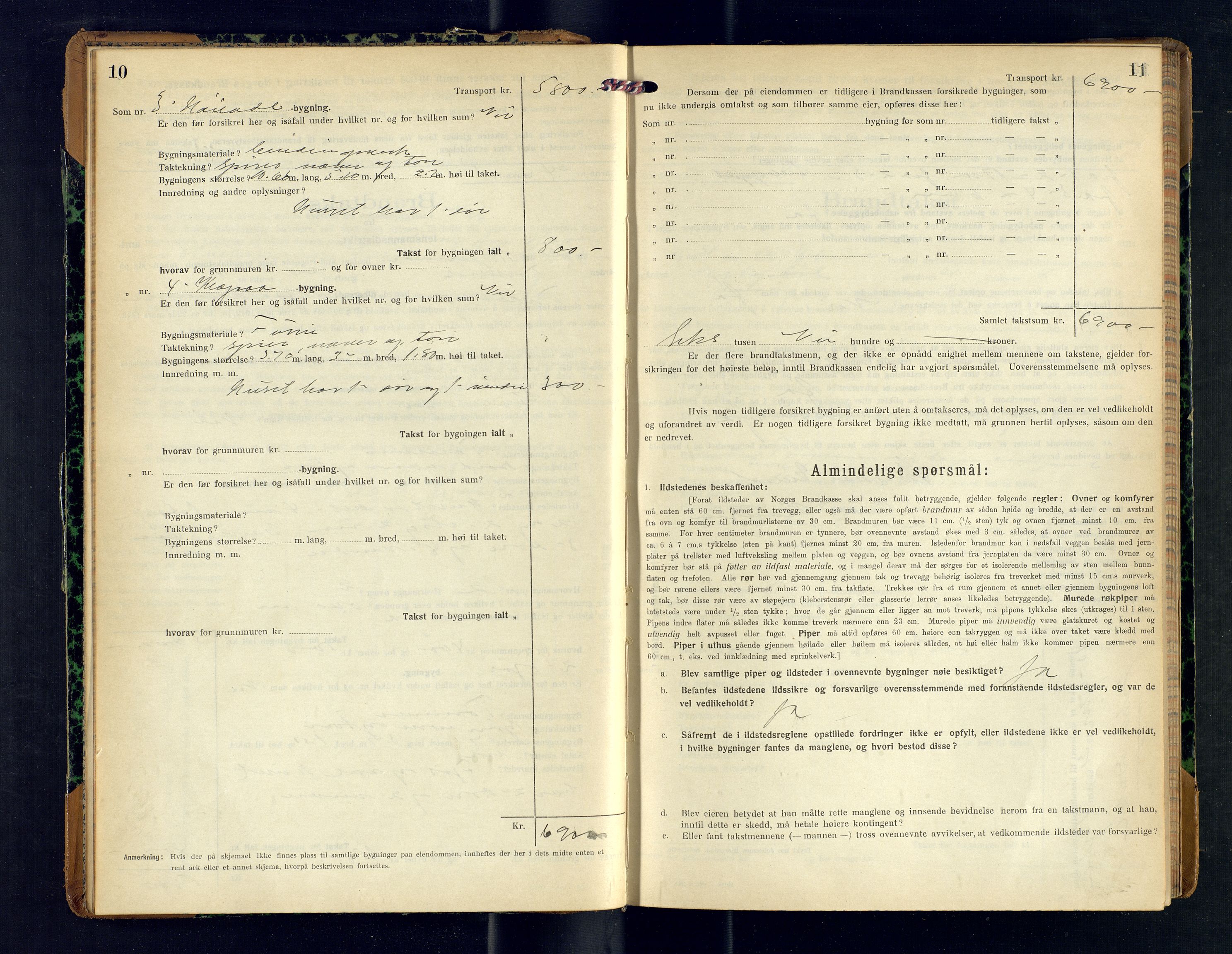 Tranøy lensmannskontor (Sørreisa lensmannskontor), AV/SATØ-SATØ-46/1/F/Fq/Fqc/L0262: Branntakstprotokoller, 1921-1923, p. 10-11