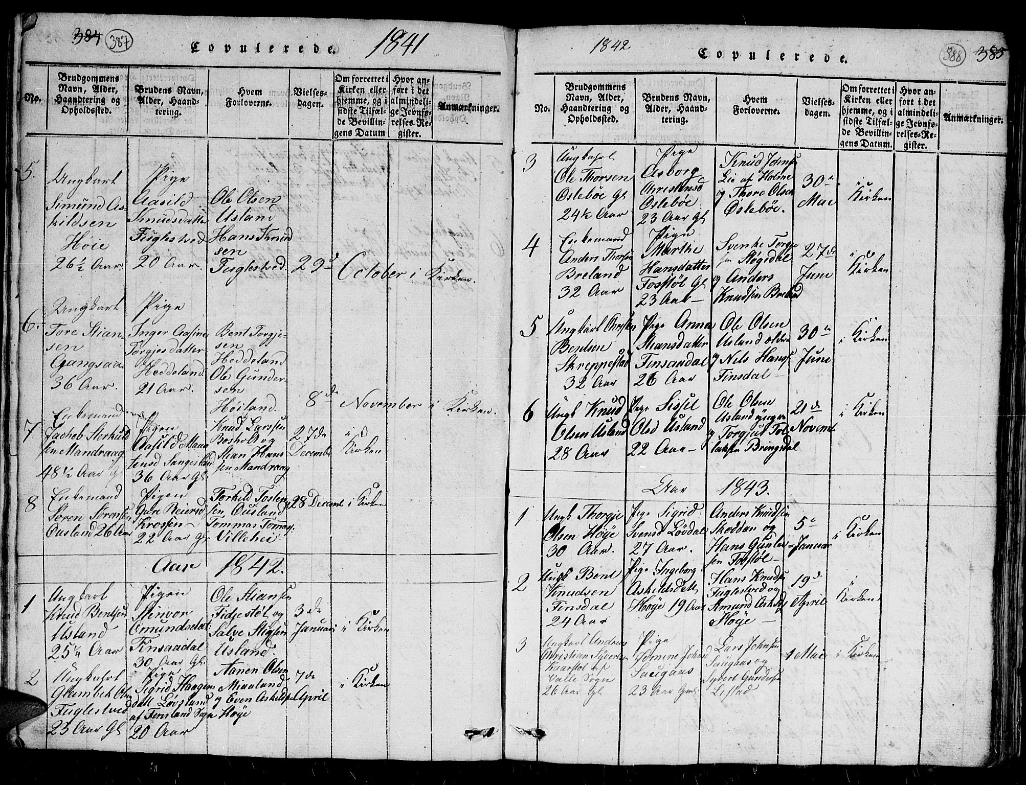 Holum sokneprestkontor, AV/SAK-1111-0022/F/Fb/Fbc/L0001: Parish register (copy) no. B 1, 1820-1859, p. 387-388