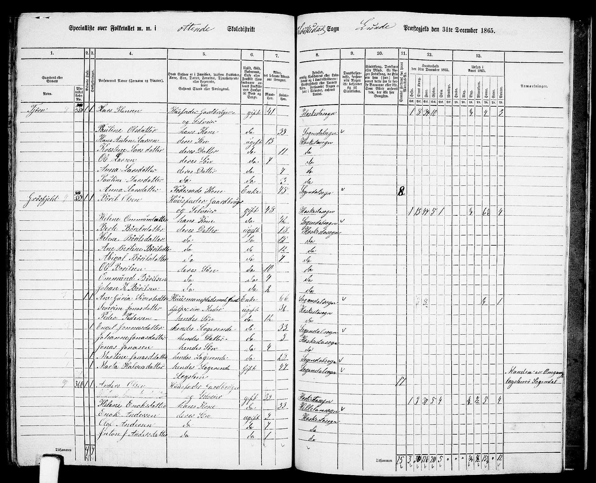 RA, 1865 census for Lund, 1865, p. 102