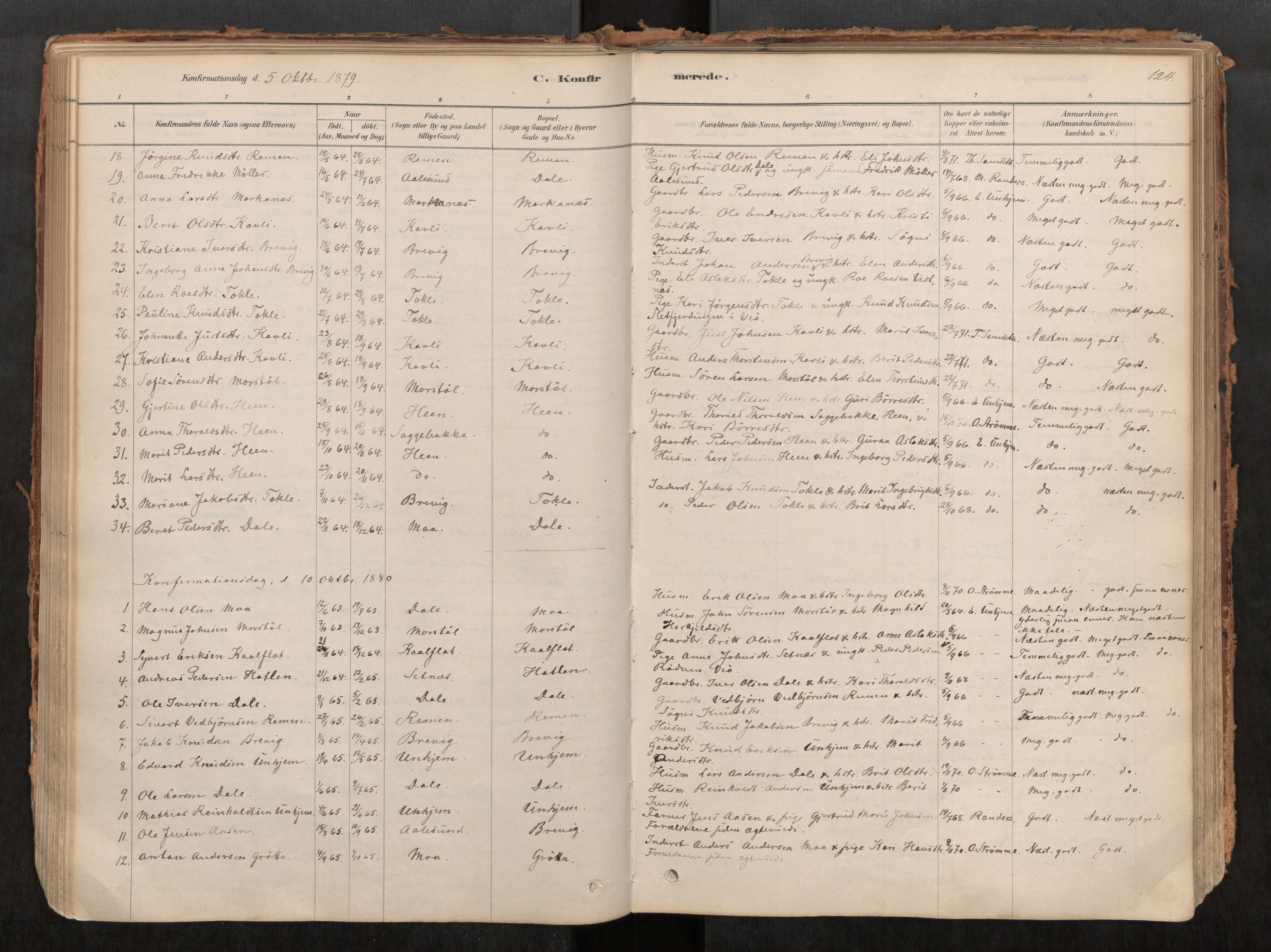 Ministerialprotokoller, klokkerbøker og fødselsregistre - Møre og Romsdal, AV/SAT-A-1454/545/L0594: Parish register (official) no. 545A03, 1878-1920, p. 124