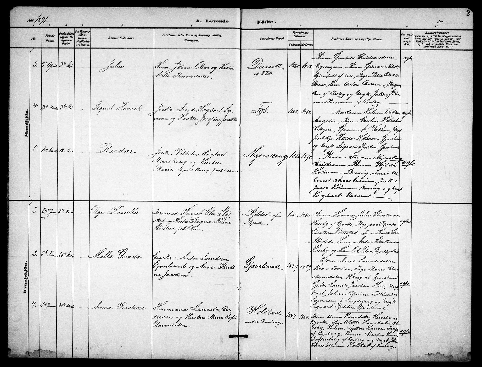 Enebakk prestekontor Kirkebøker, SAO/A-10171c/G/Gb/L0002: Parish register (copy) no. II 2, 1891-1903, p. 2