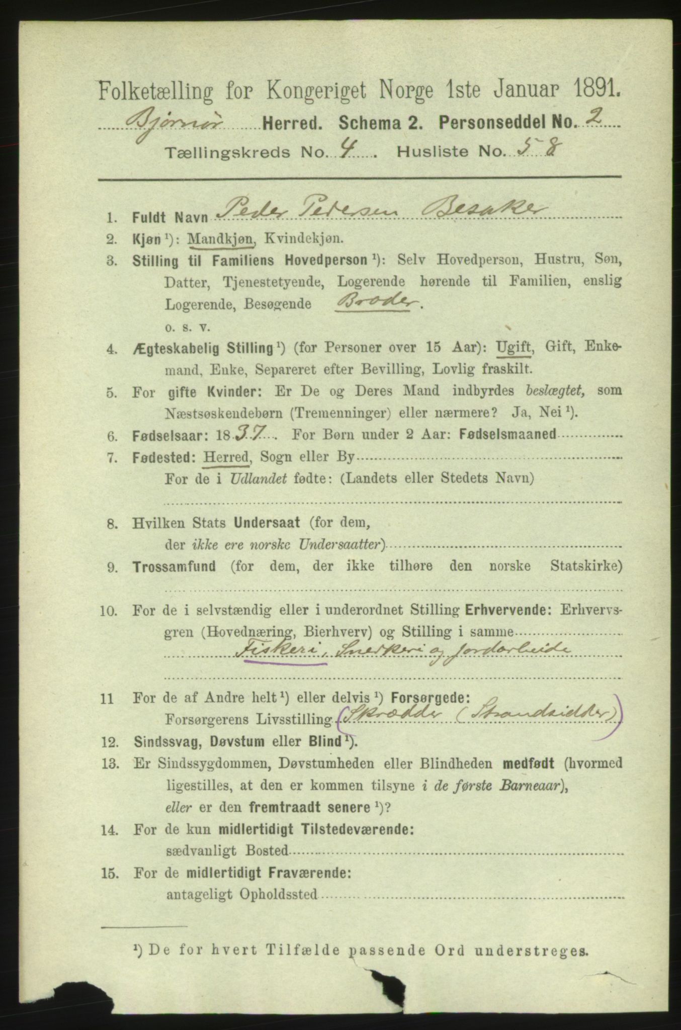 RA, 1891 census for 1632 Bjørnør, 1891, p. 2220