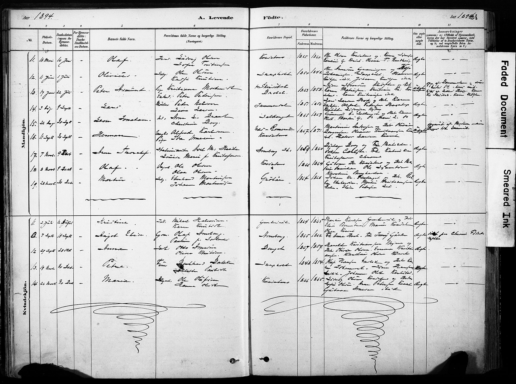 Hof prestekontor, AV/SAH-PREST-038/H/Ha/Haa/L0011: Parish register (official) no. 11, 1879-1911, p. 34