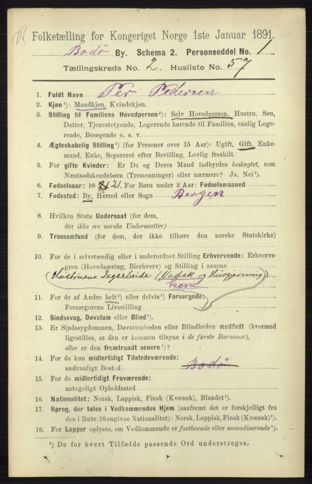 RA, 1891 census for 1804 Bodø, 1891, p. 1748