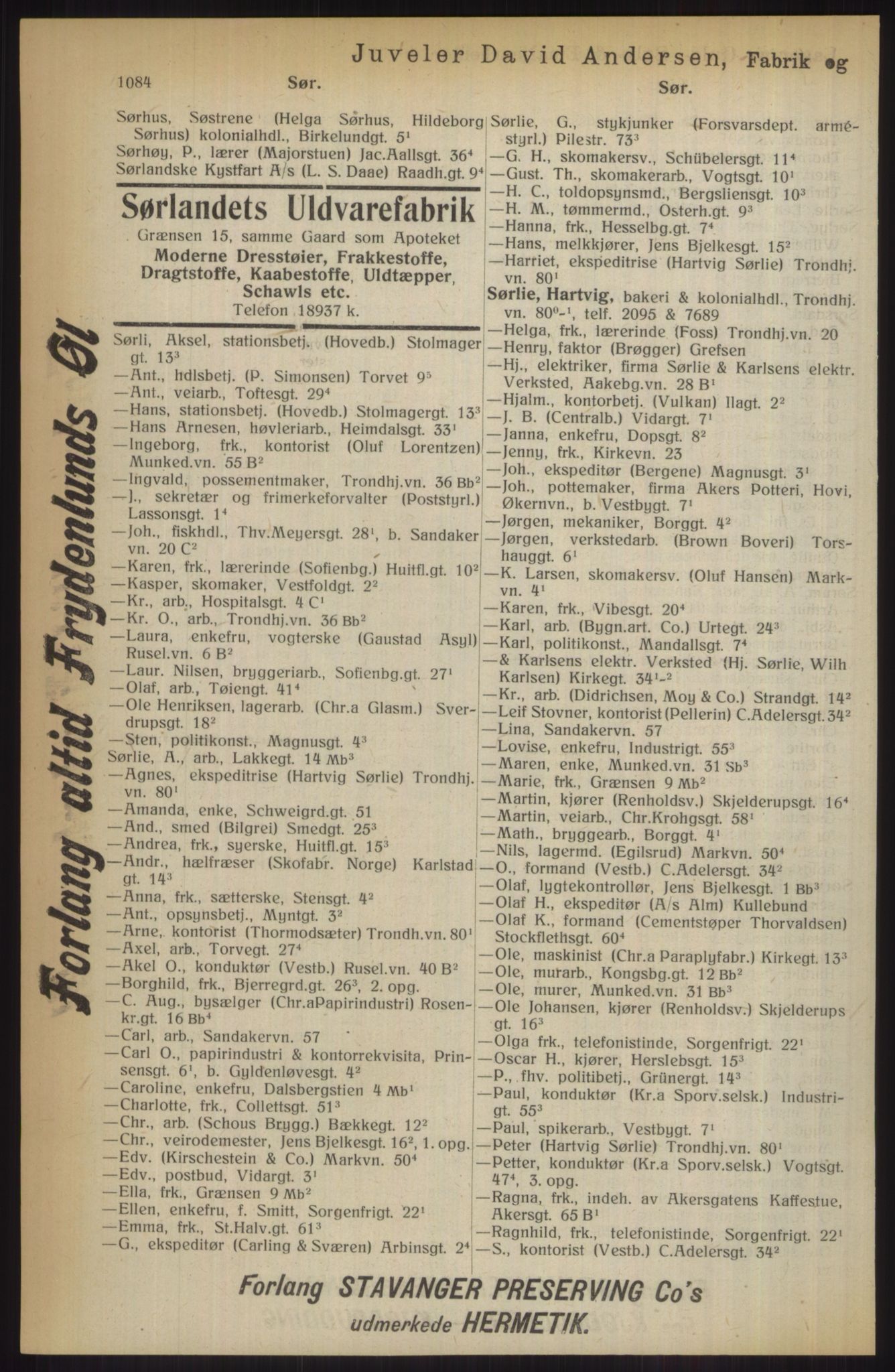 Kristiania/Oslo adressebok, PUBL/-, 1914, p. 1084