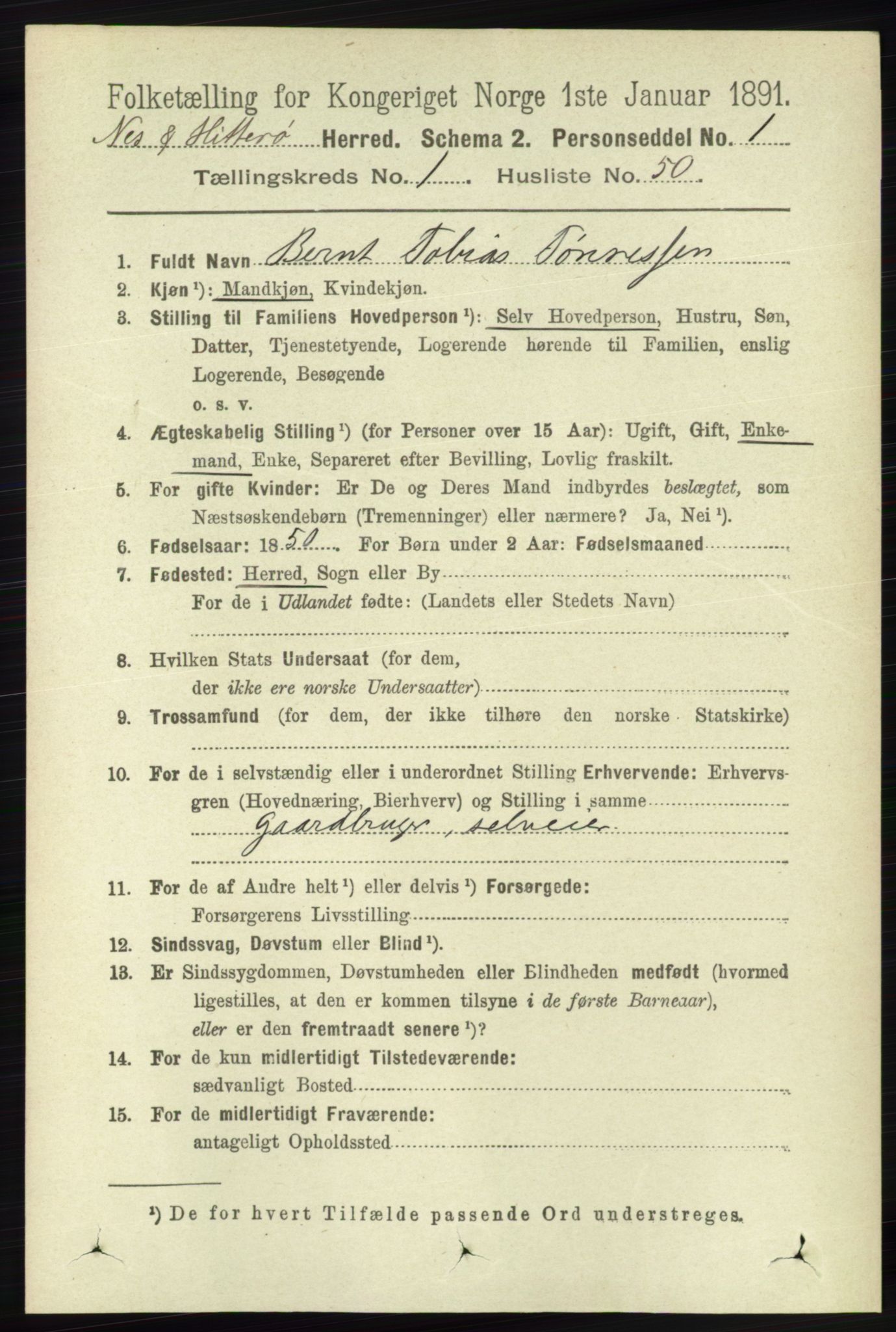 RA, 1891 census for 1043 Hidra og Nes, 1891, p. 370