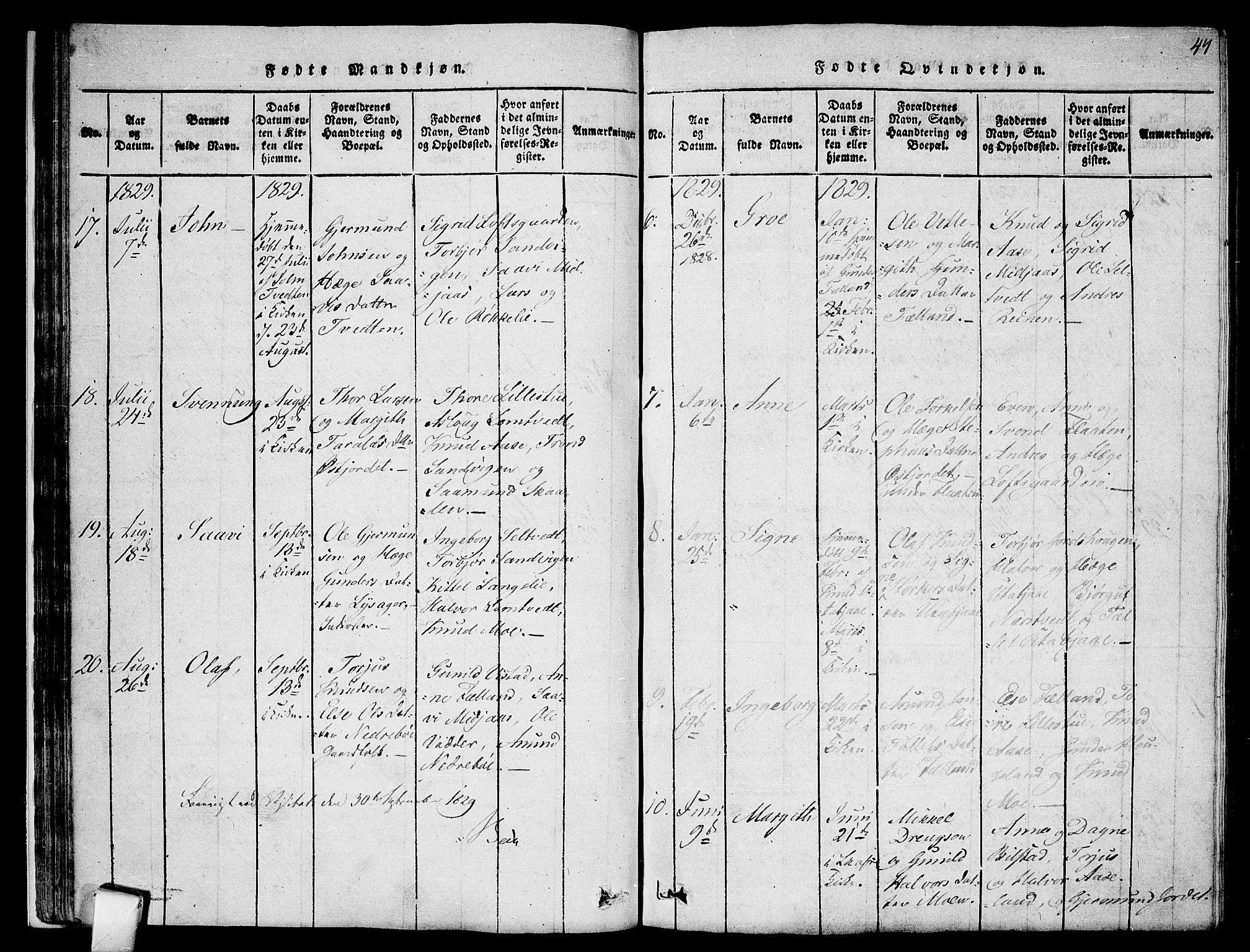 Mo kirkebøker, SAKO/A-286/F/Fa/L0004: Parish register (official) no. I 4, 1814-1844, p. 44