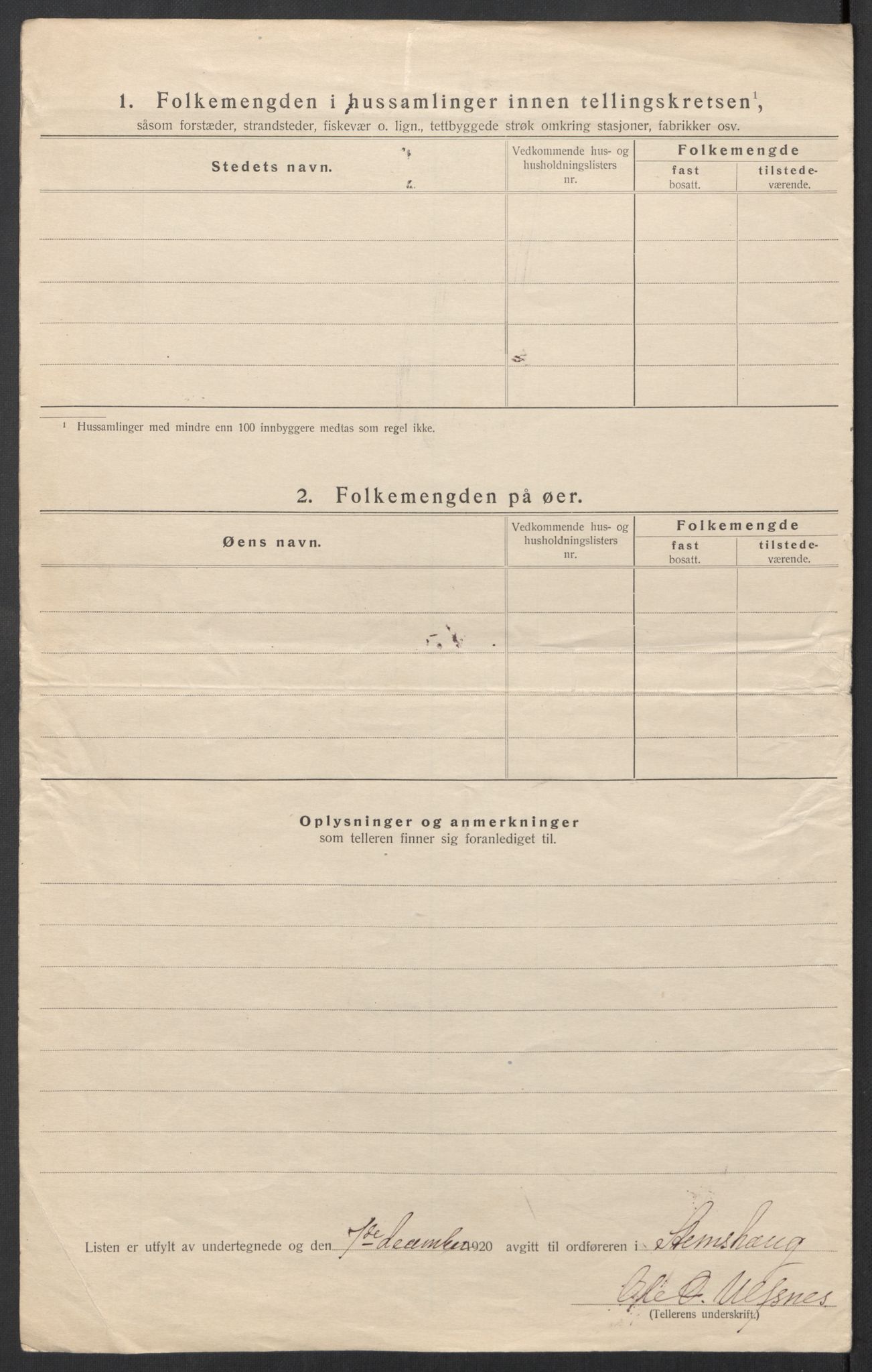 SAT, 1920 census for Stemshaug, 1920, p. 17