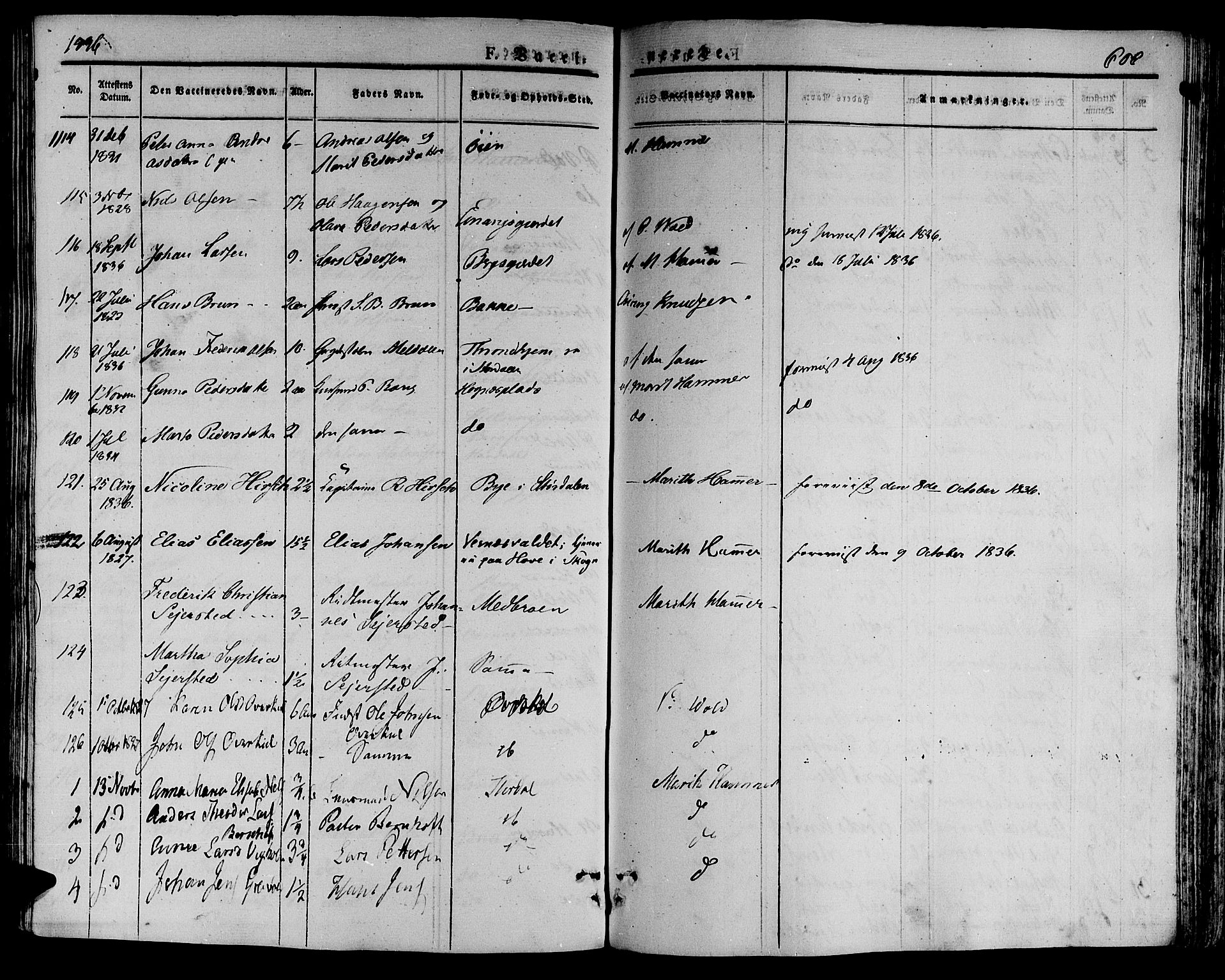 Ministerialprotokoller, klokkerbøker og fødselsregistre - Nord-Trøndelag, SAT/A-1458/709/L0072: Parish register (official) no. 709A12, 1833-1844, p. 606