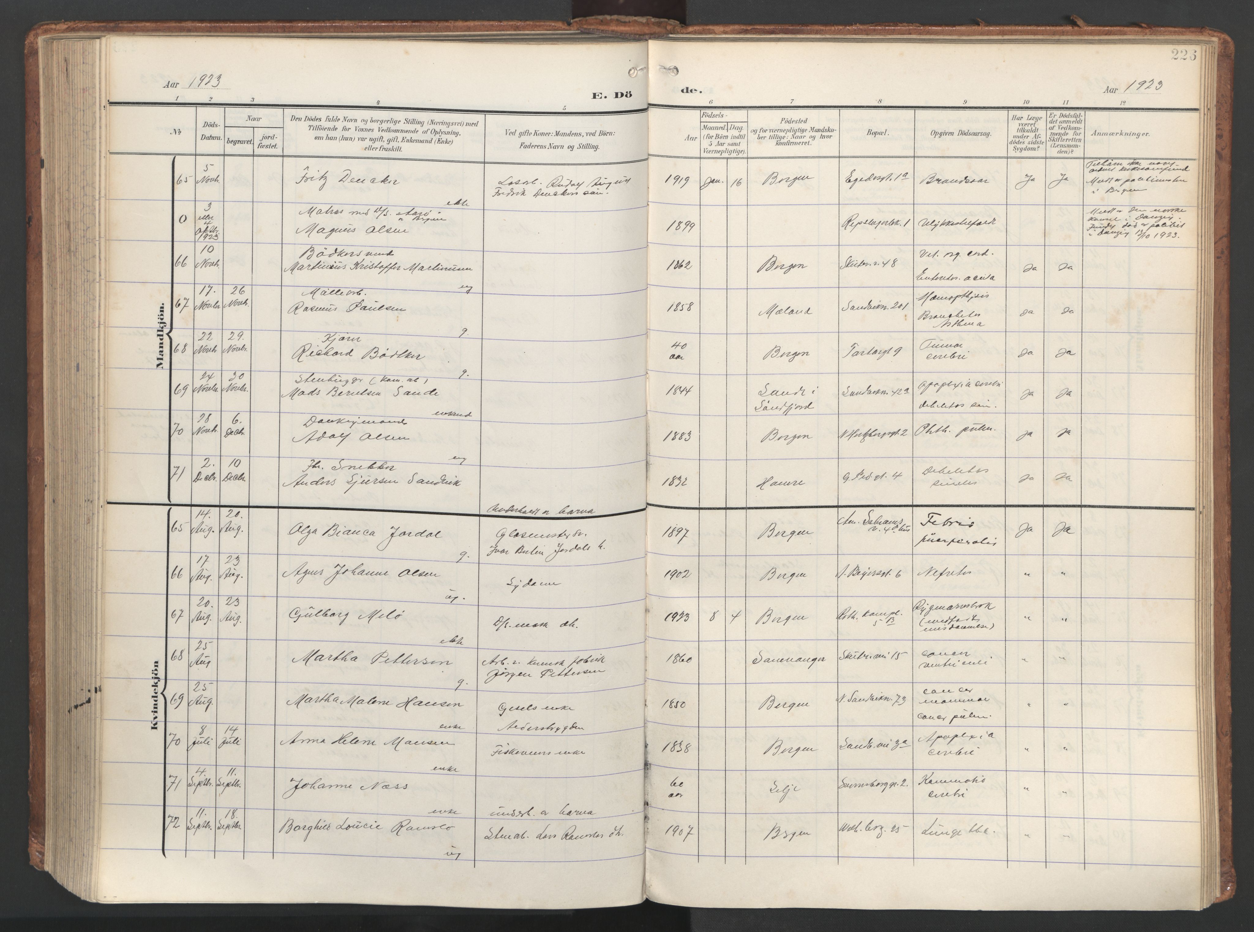 Sandviken Sokneprestembete, AV/SAB-A-77601/H/Ha/L0019: Parish register (official) no. E 2, 1905-1933, p. 226