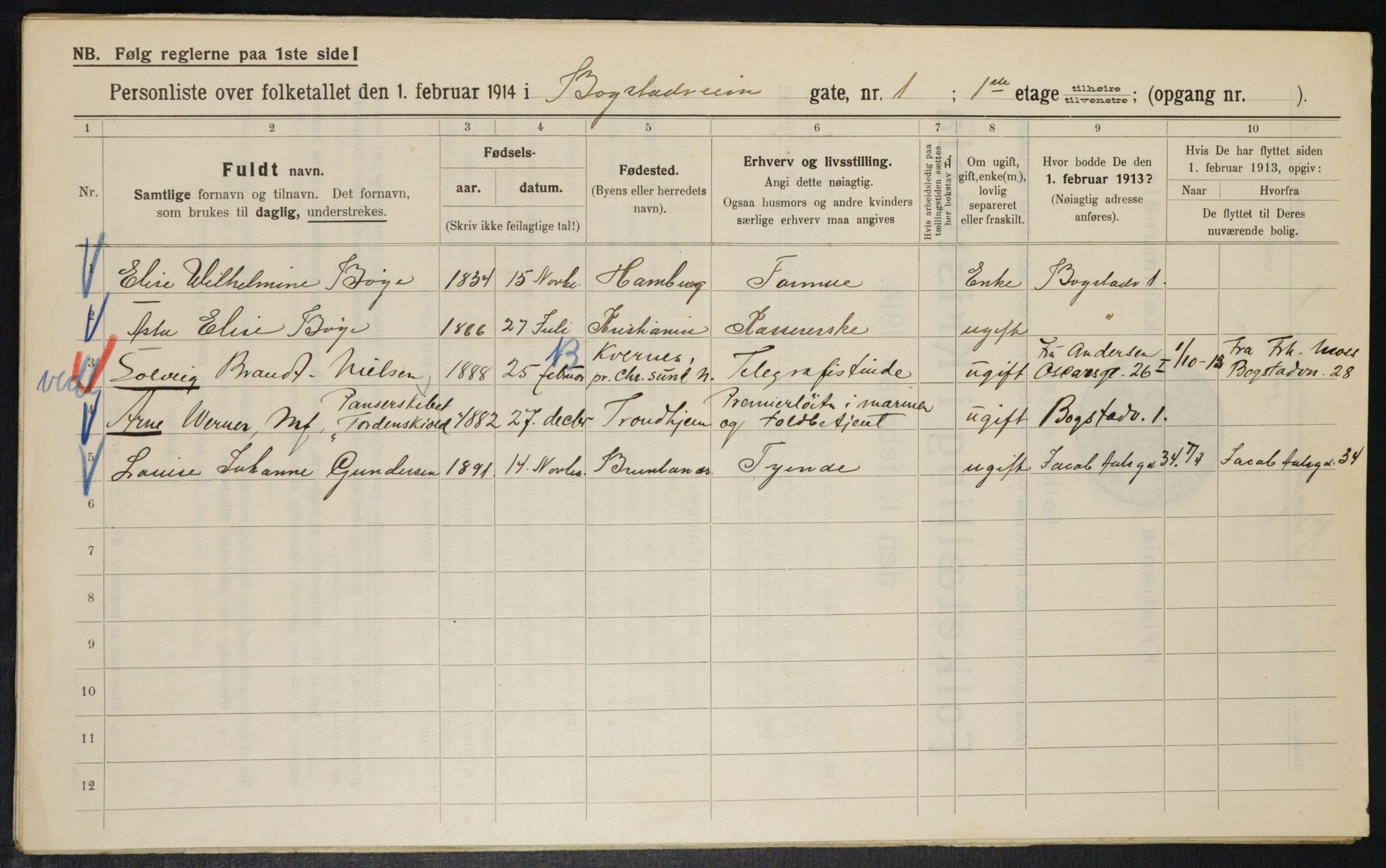 OBA, Municipal Census 1914 for Kristiania, 1914, p. 6789