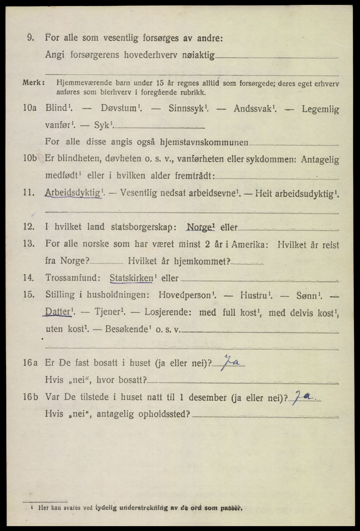 SAK, 1920 census for Hornnes, 1920, p. 1608