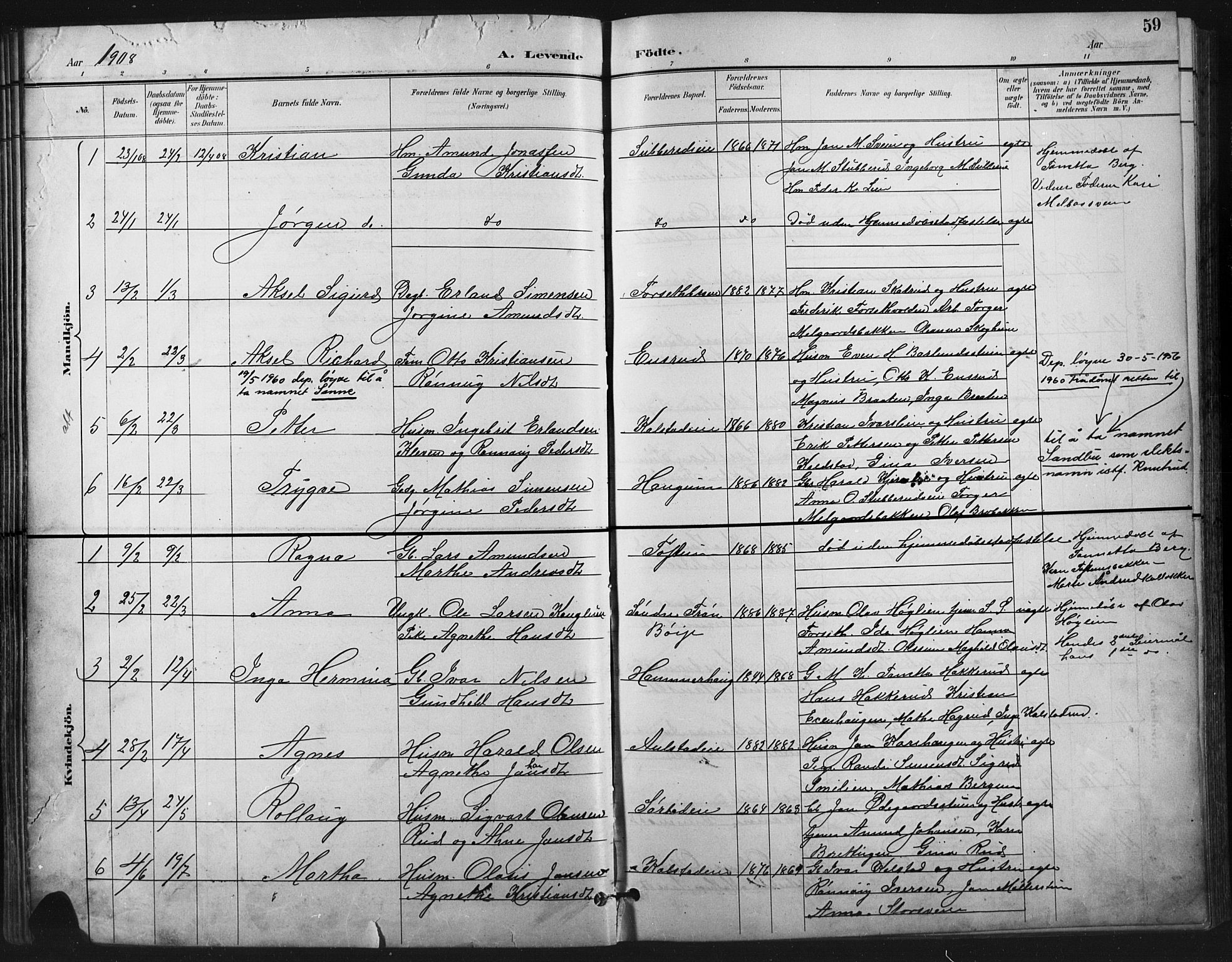 Vestre Gausdal prestekontor, SAH/PREST-094/H/Ha/Hab/L0003: Parish register (copy) no. 3, 1896-1925, p. 59