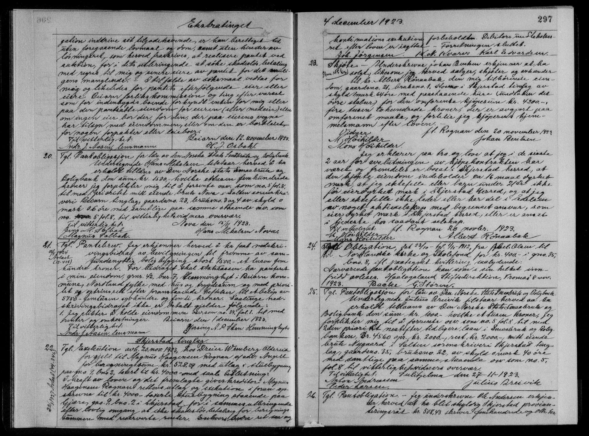 Salten sorenskriveri, AV/SAT-A-4578/1/2/2C/L0052: Mortgage book no. 12II, 1923-1925, p. 297