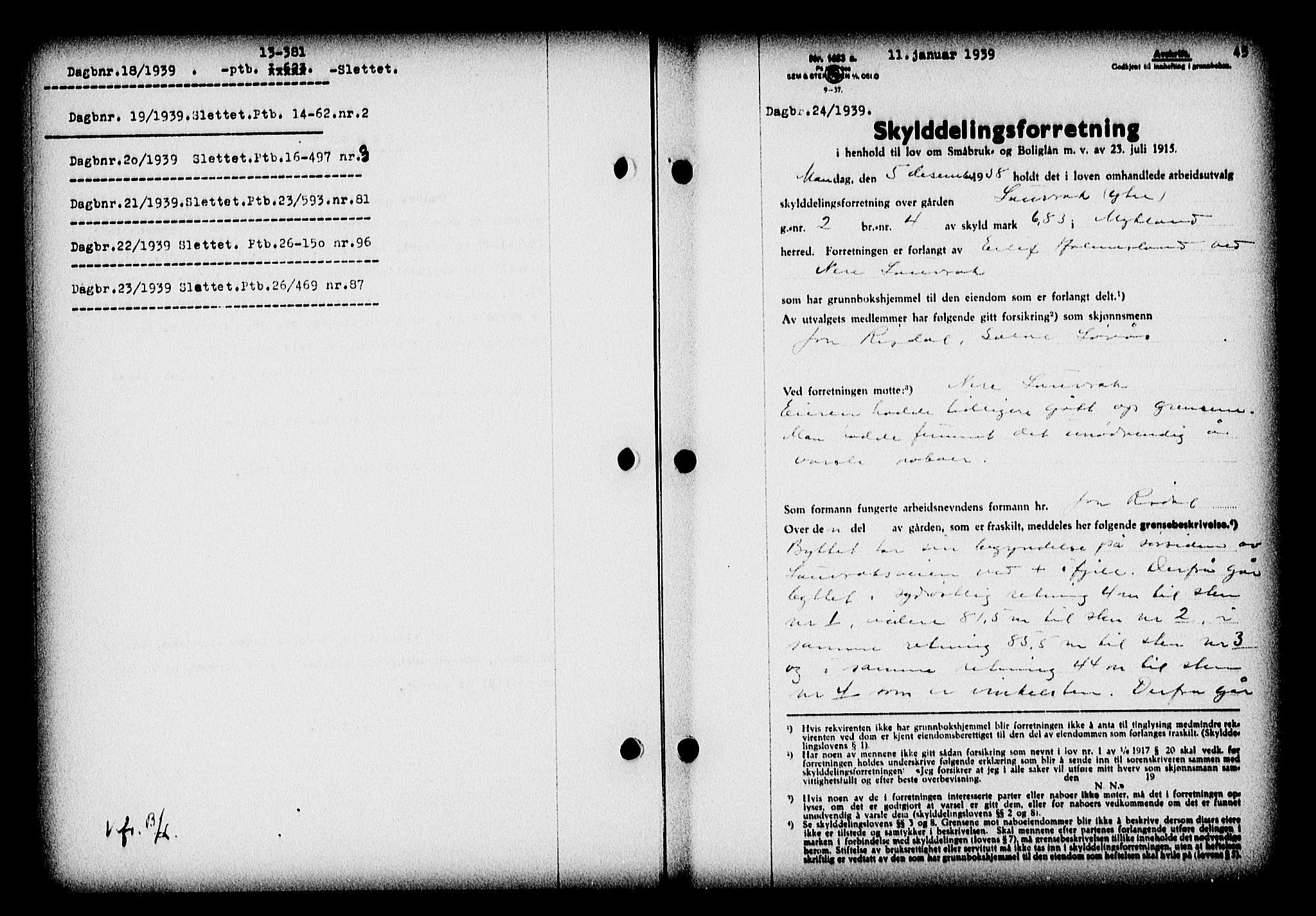 Nedenes sorenskriveri, AV/SAK-1221-0006/G/Gb/Gba/L0046: Mortgage book no. 42, 1938-1939, Diary no: : 24/1939