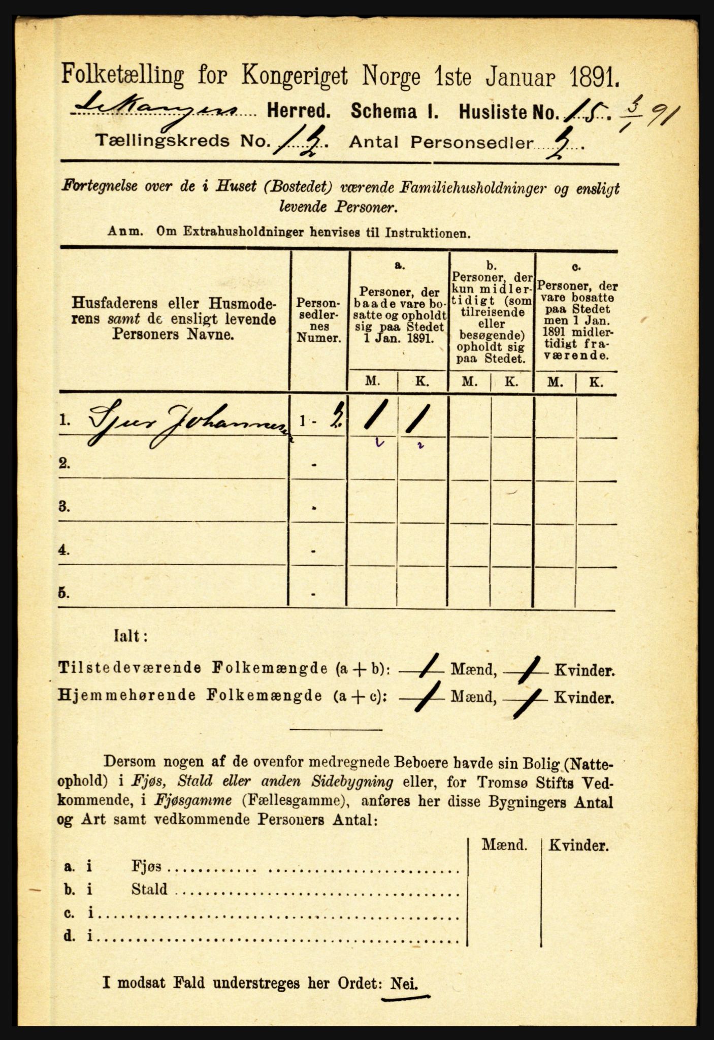 RA, 1891 census for 1419 Leikanger, 1891, p. 2338