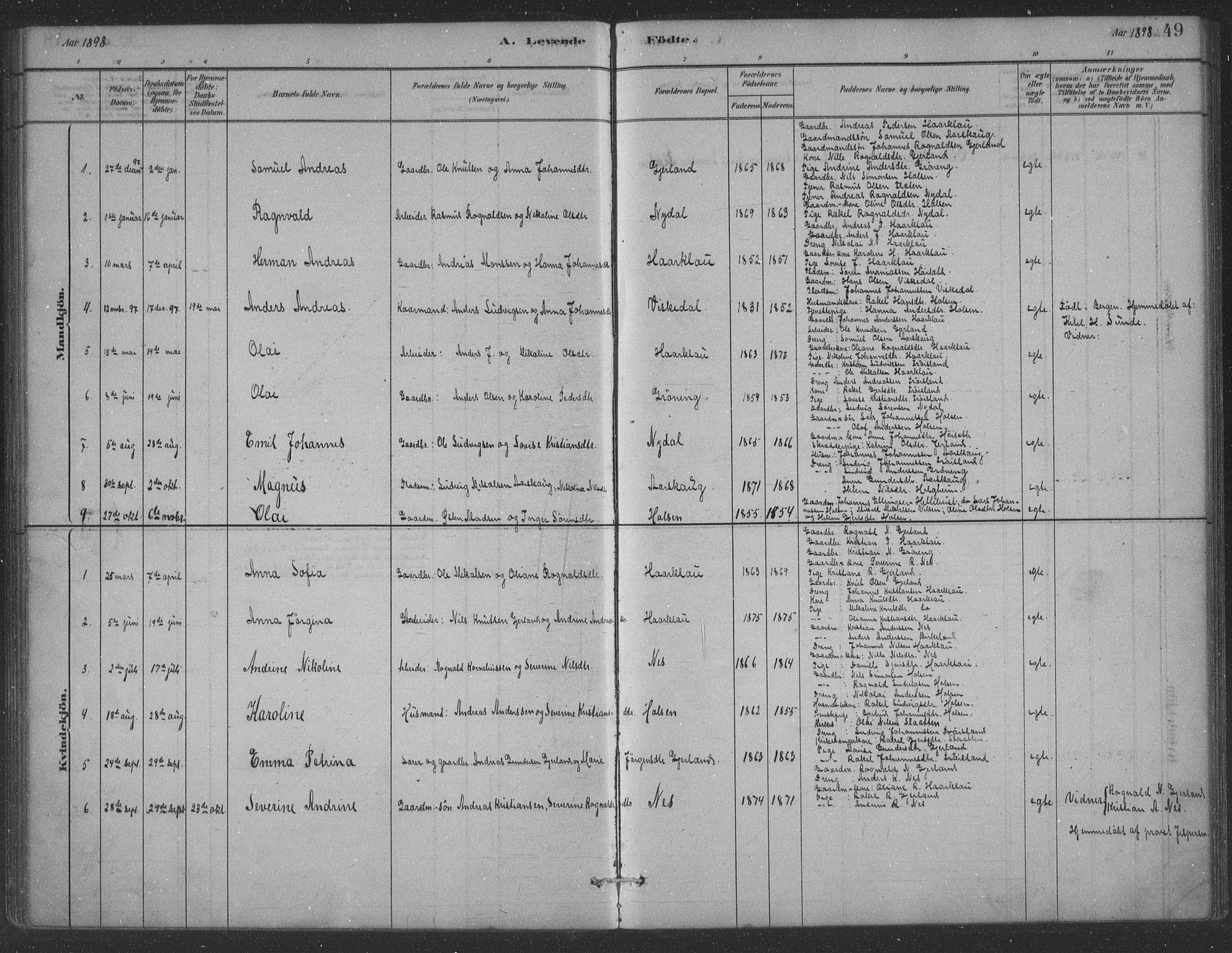 Førde sokneprestembete, AV/SAB-A-79901/H/Hab/Habc/L0002: Parish register (copy) no. C 2, 1881-1911, p. 49