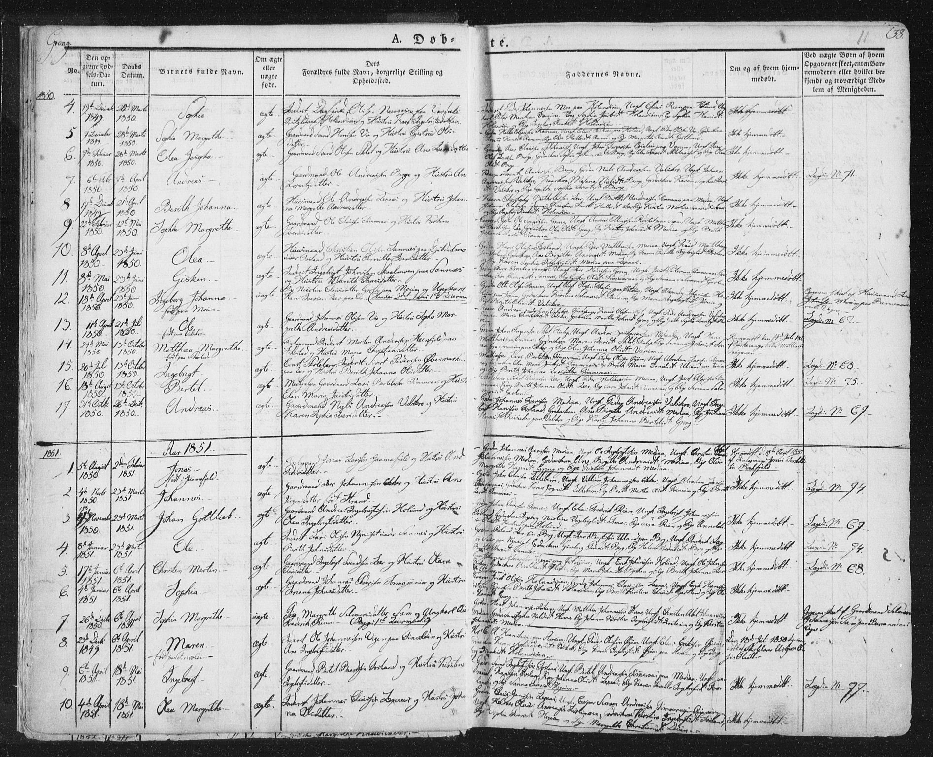 Ministerialprotokoller, klokkerbøker og fødselsregistre - Nord-Trøndelag, SAT/A-1458/758/L0513: Parish register (official) no. 758A02 /1, 1839-1868, p. 11