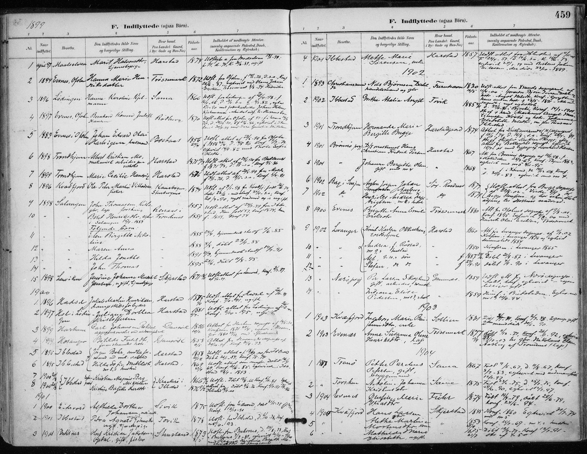 Trondenes sokneprestkontor, SATØ/S-1319/H/Ha/L0017kirke: Parish register (official) no. 17, 1899-1908, p. 459
