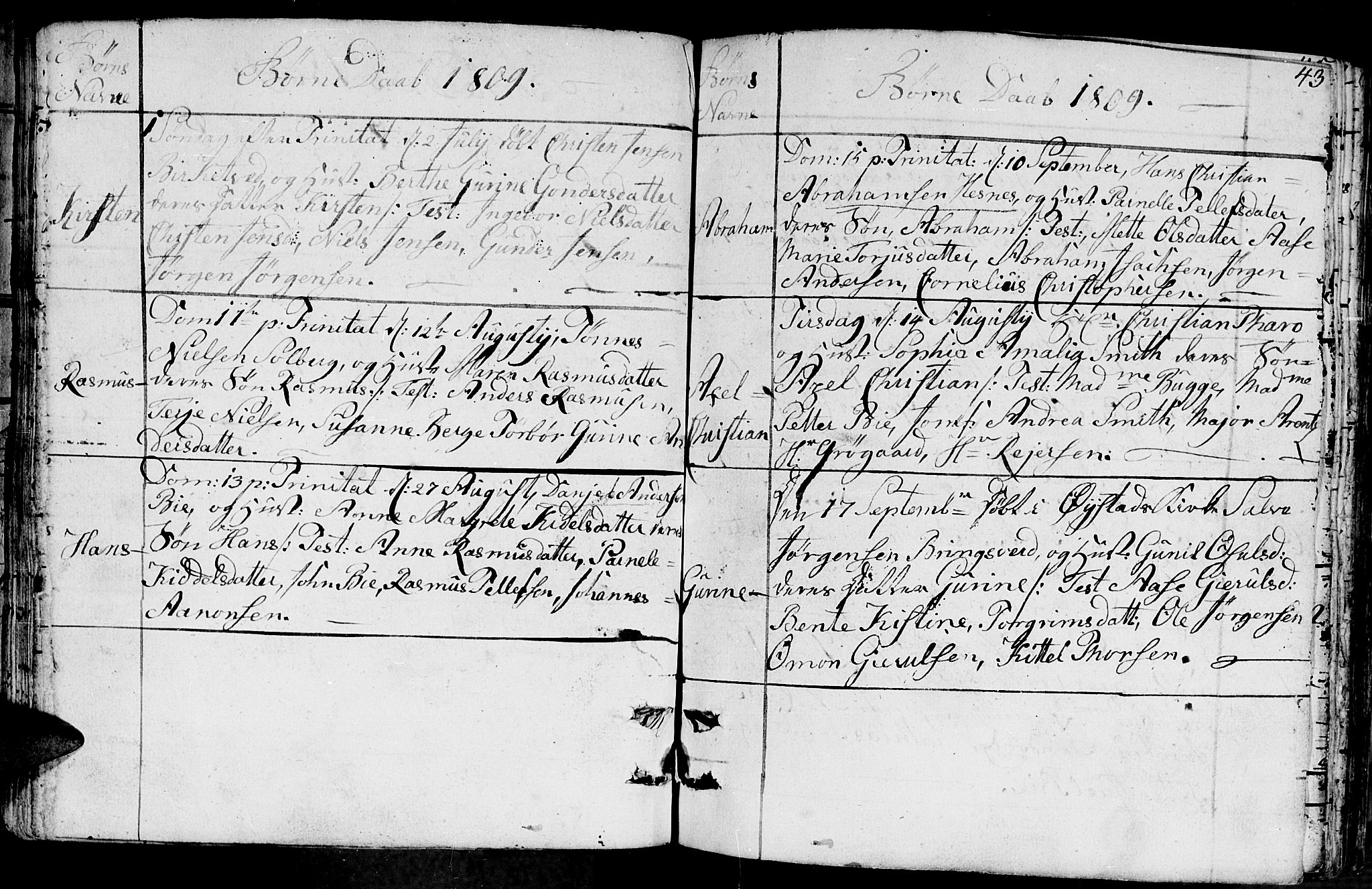 Fjære sokneprestkontor, SAK/1111-0011/F/Fb/L0006: Parish register (copy) no. B 6, 1803-1817, p. 43