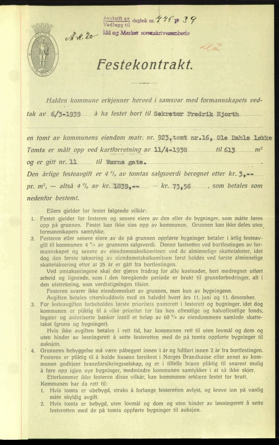 Idd og Marker sorenskriveri, AV/SAO-A-10283/G/Gb/Gbb/L0003: Mortgage book no. A3, 1938-1939, Diary no: : 775/1939