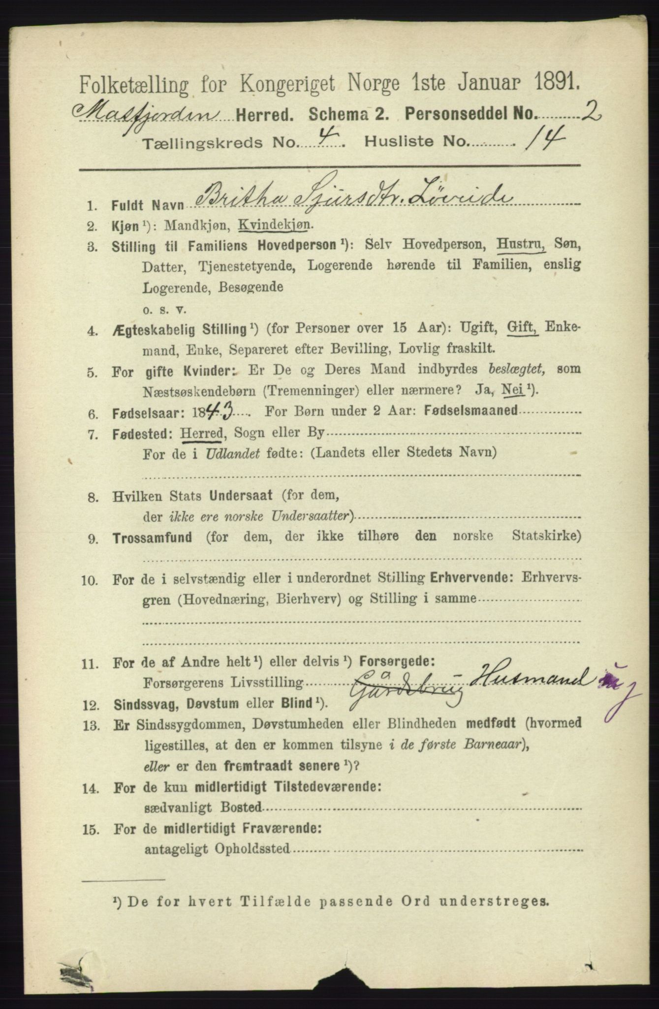 RA, 1891 census for 1266 Masfjorden, 1891, p. 839