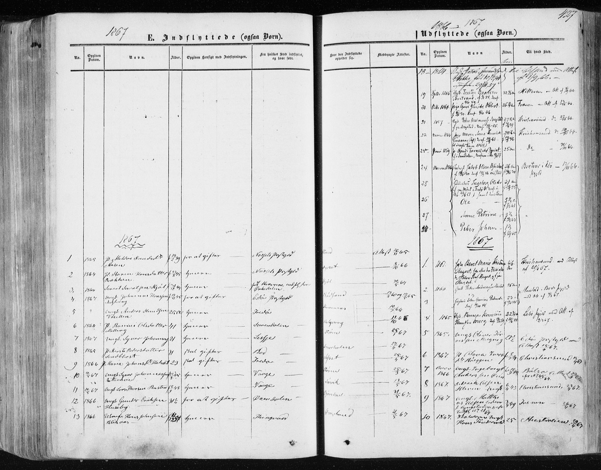 Ministerialprotokoller, klokkerbøker og fødselsregistre - Møre og Romsdal, SAT/A-1454/568/L0804: Parish register (official) no. 568A11, 1854-1868, p. 427