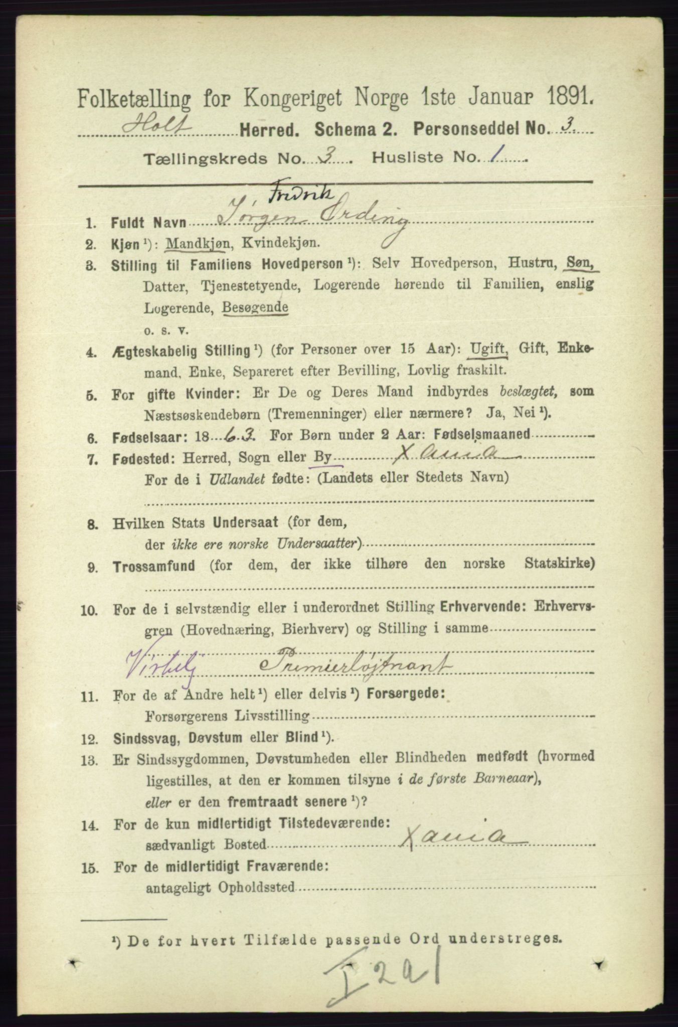 RA, 1891 census for 0914 Holt, 1891, p. 1038