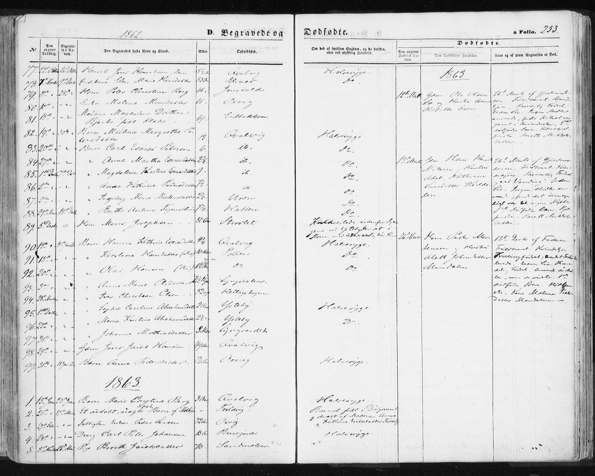 Lyngen sokneprestembete, AV/SATØ-S-1289/H/He/Hea/L0005kirke: Parish register (official) no. 5, 1859-1869, p. 253