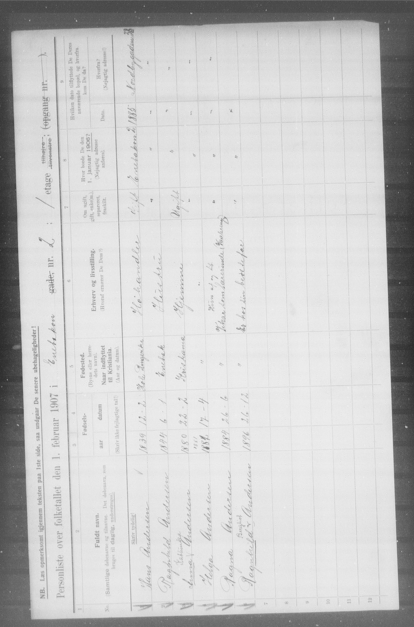 OBA, Municipal Census 1907 for Kristiania, 1907, p. 10579