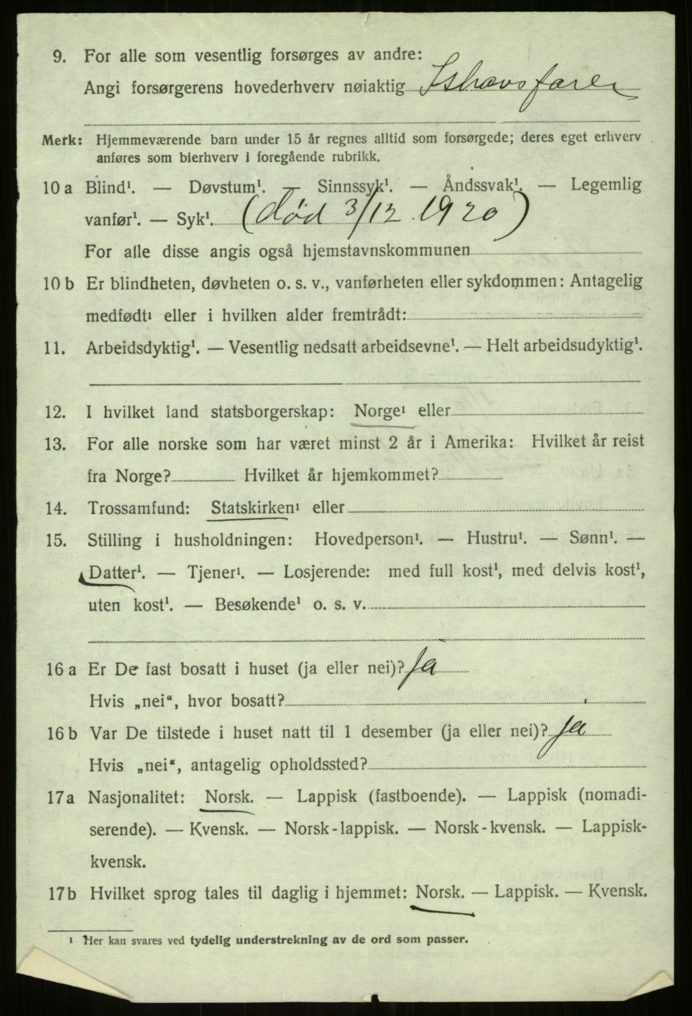 SATØ, 1920 census for Balsfjord, 1920, p. 2697