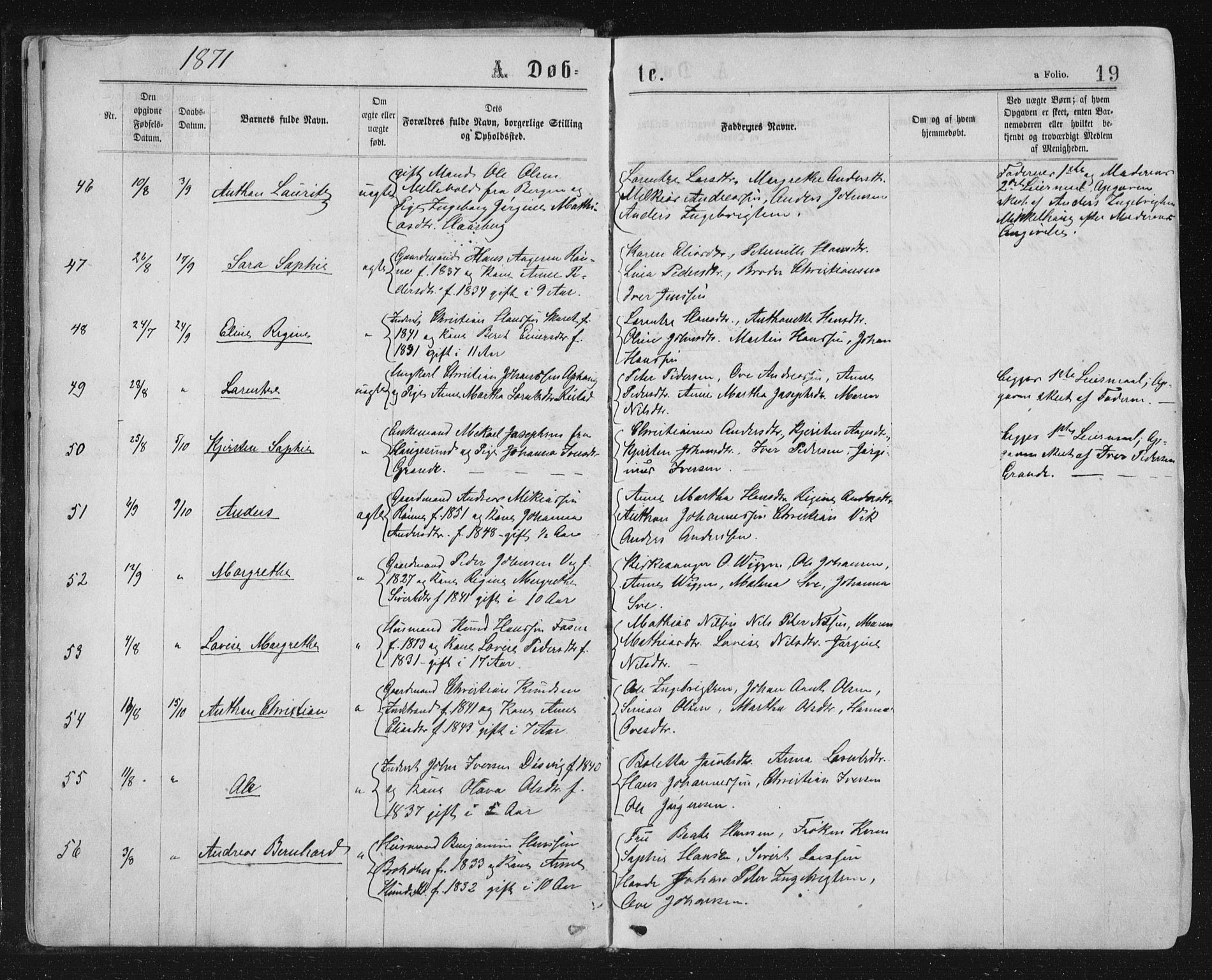 Ministerialprotokoller, klokkerbøker og fødselsregistre - Sør-Trøndelag, SAT/A-1456/659/L0745: Parish register (copy) no. 659C02, 1869-1892, p. 19